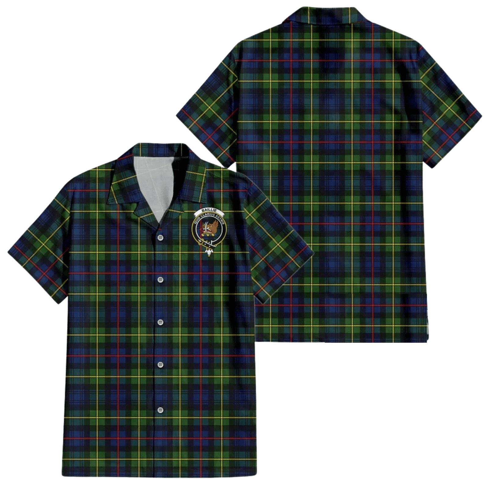 Scottish Baillie (Bailey) Tartan Hawaiian Shirt with Family Crest