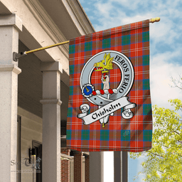 Chisholm Tartan Garden Flag Chisholm Ancient Clan Badge Tartan Flag Scottish Tartan House Flag,buffalo plaid garden flag,irish family crest flags,ns tartan flags,scottish clan flags,scottish clan flags uk,Scottish Tartan House Flag,Tartan Clan Flag,tartan day flag,Tartan Garden Flag