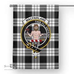 Garden Flag MacFarlane Black And White Tartan Flag Clan Badge Tartan House Flag