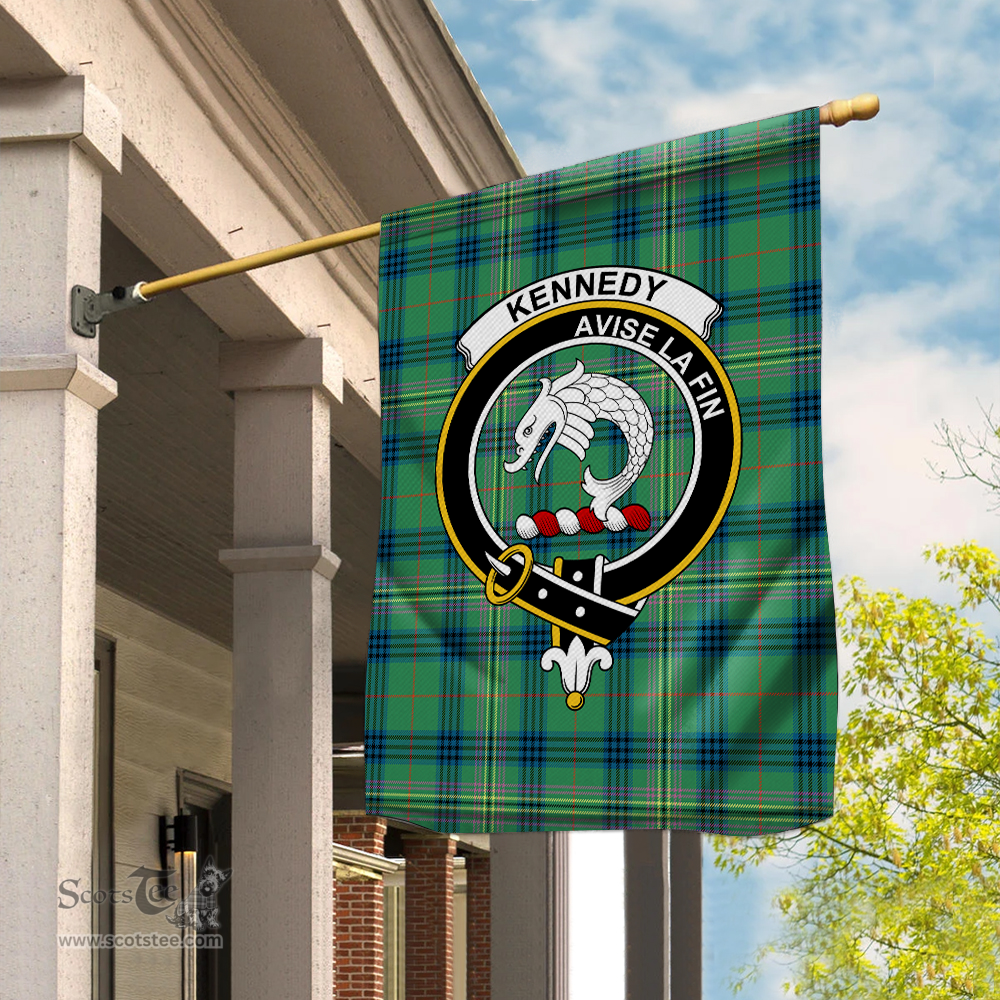 Scotstee Shop Kennedy Ancient Tartan Flag Clan Badge Tartan House Flag