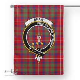 Garden Flag Shaw Of Tordarroch Red Modern Tartan Flag Clan Badge Tartan House Flag