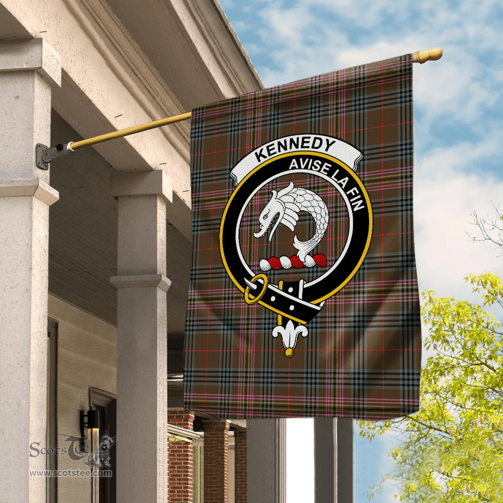 Scotstee Shop Kennedy Weathered Tartan Flag Clan Badge Tartan House Flag