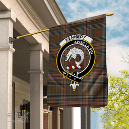 Scotstee Shop Kennedy Weathered Tartan Flag Clan Badge Tartan House Flag