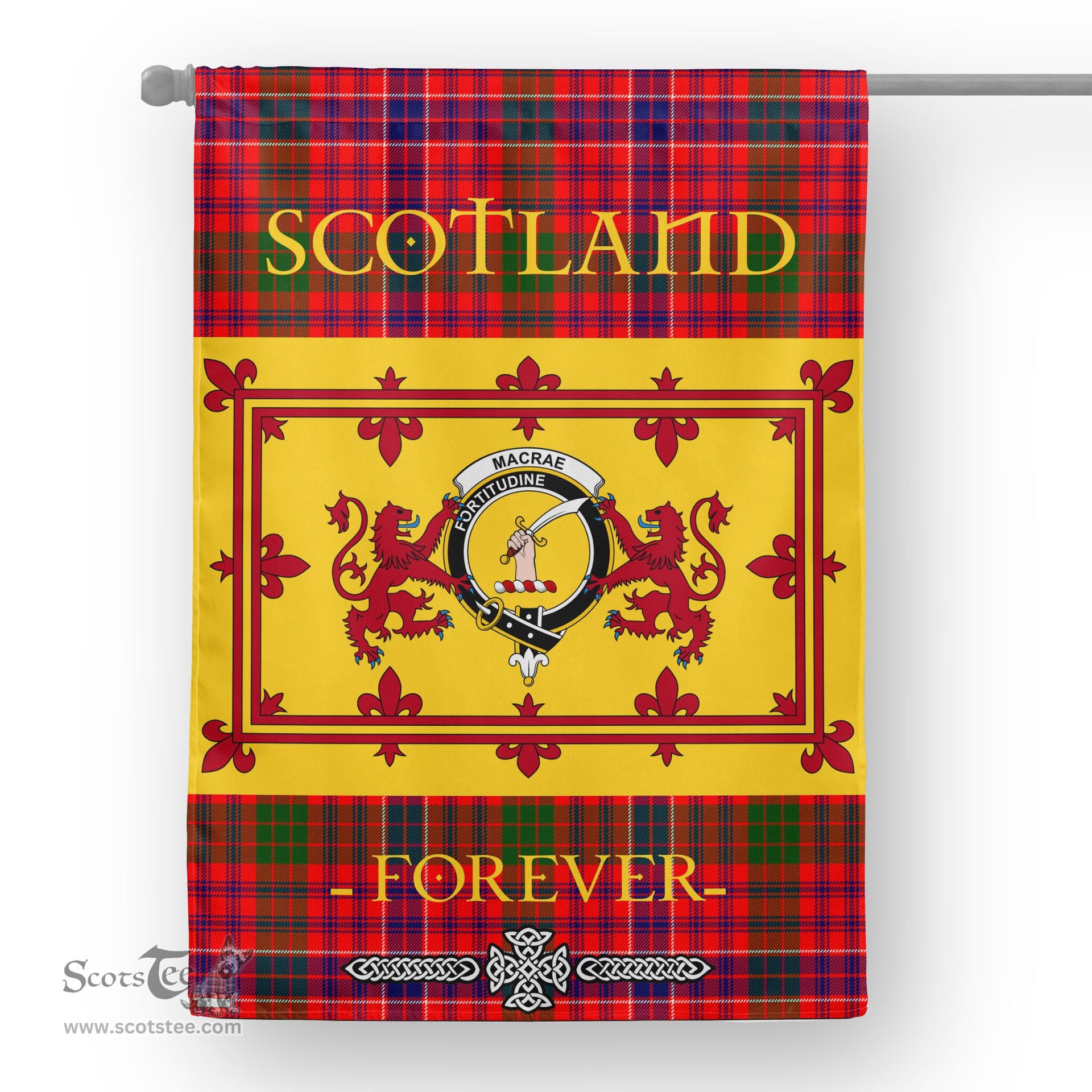 Scotstee Tartan House Flag MacRae Tartan Garden Flag - The Lion Rampant Scotland, Tartan Garden Flag, Tartan House Flag, Tartan Flag, Crest Garden Flag, Garden Flag, Ireland Garden Flag, Family Crest, Custom Flag, Custom Garden Flag, Ireland Custom Flag, Clan Tartan Flags