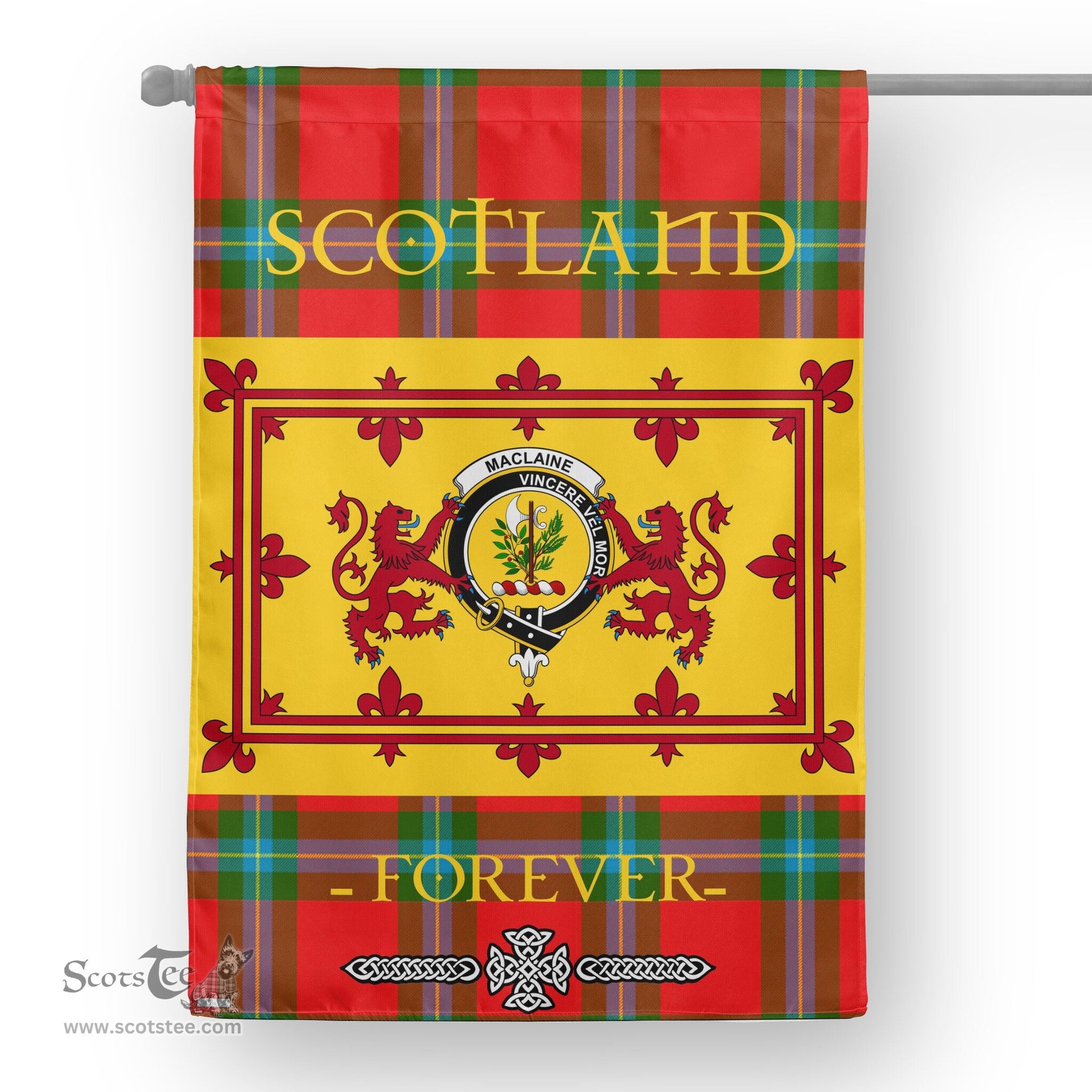 Scotstee Tartan House Flag MacLaine of Lochbuie Tartan Garden Flag - The Lion Rampant Scotland, Tartan Garden Flag, Tartan House Flag, Tartan Flag, Crest Garden Flag, Garden Flag, Ireland Garden Flag, Family Crest, Custom Flag, Custom Garden Flag, Ireland Custom Flag, Clan Tartan Flags