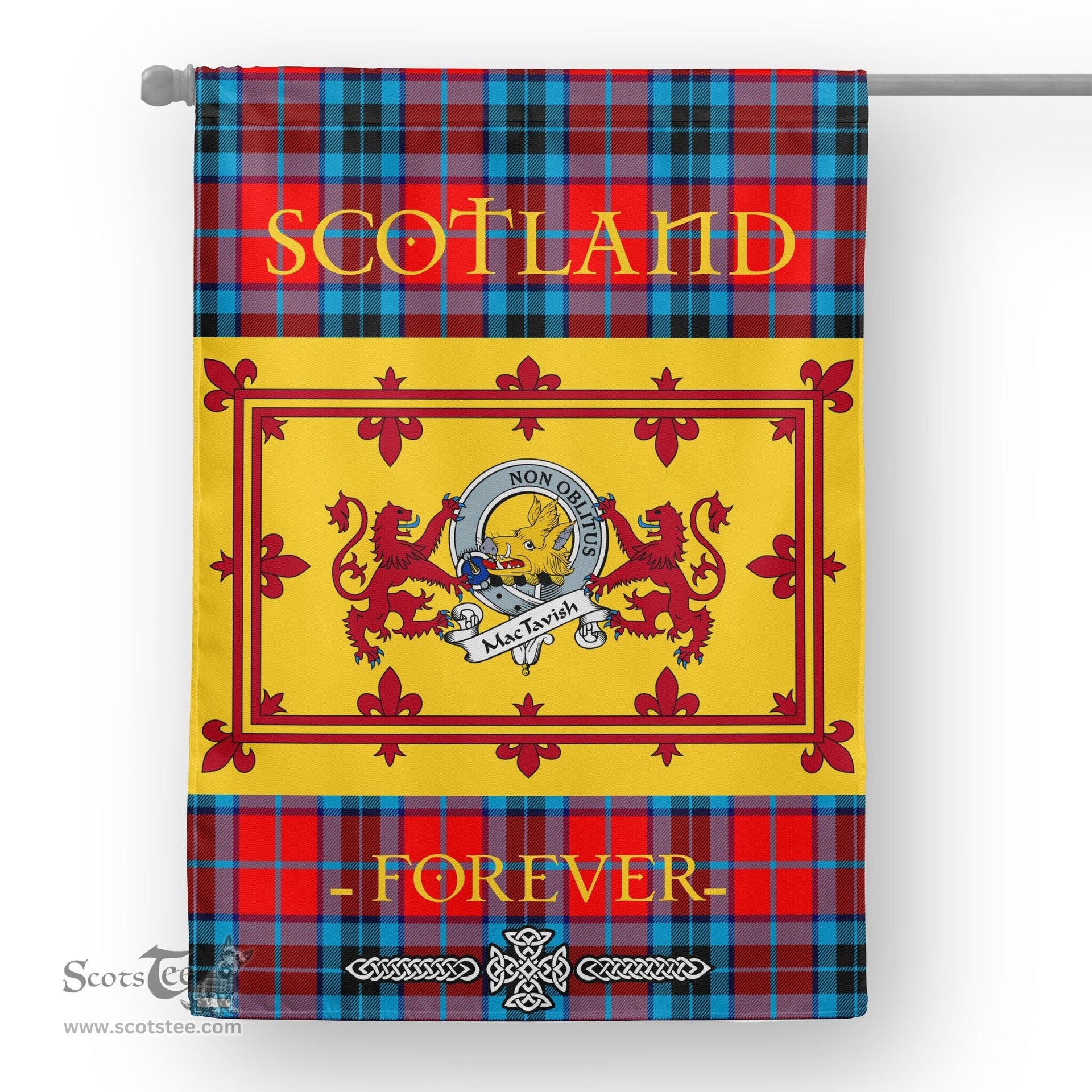 Scotstee Tartan House Flag MacTavish Clan Badge Tartan Garden Flag - The Lion Rampant Scotland, Tartan Garden Flag, Tartan House Flag, Tartan Flag, Crest Garden Flag, Garden Flag, Ireland Garden Flag, Family Crest, Custom Flag, Custom Garden Flag, Ireland Custom Flag, Clan Tartan Flags
