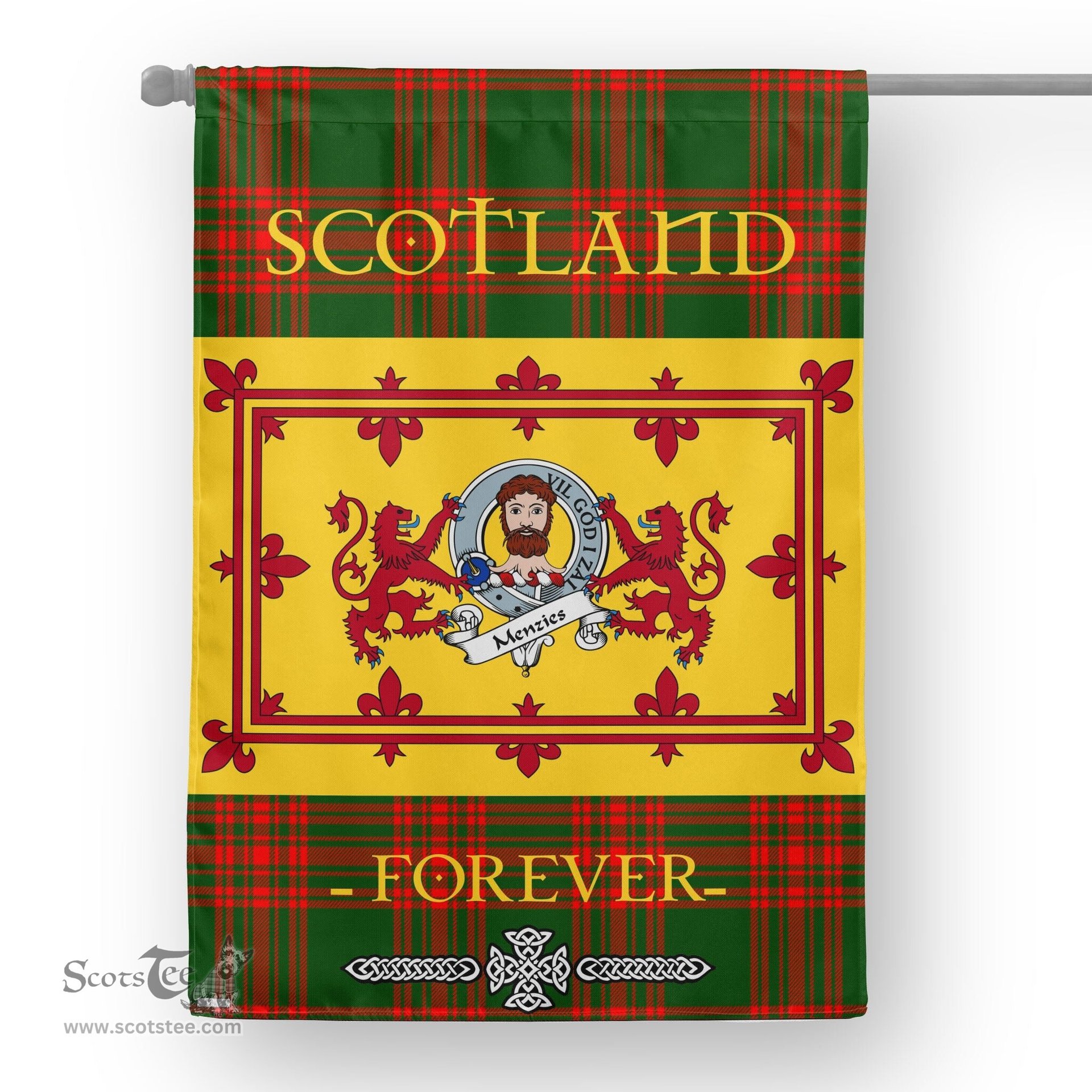 Scotstee Tartan House Flag Menzies Clan Badge Tartan Garden Flag - The Lion Rampant Scotland, Tartan Garden Flag, Tartan House Flag, Tartan Flag, Crest Garden Flag, Garden Flag, Ireland Garden Flag, Family Crest, Custom Flag, Custom Garden Flag, Ireland Custom Flag, Clan Tartan Flags