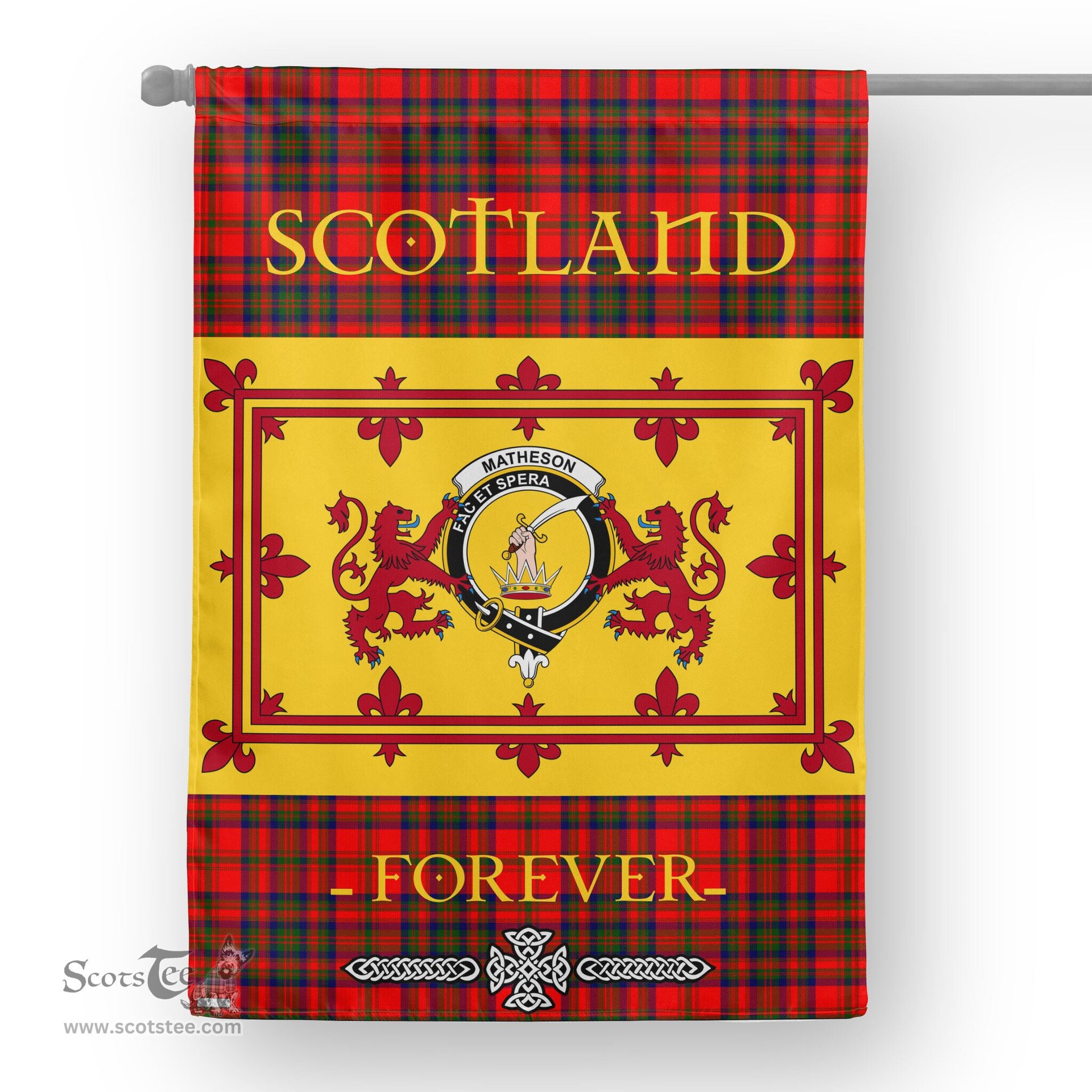 Scotstee Tartan House Flag Matheson Tartan Garden Flag - The Lion Rampant Scotland, Tartan Garden Flag, Tartan House Flag, Tartan Flag, Crest Garden Flag, Garden Flag, Ireland Garden Flag, Family Crest, Custom Flag, Custom Garden Flag, Ireland Custom Flag, Clan Tartan Flags
