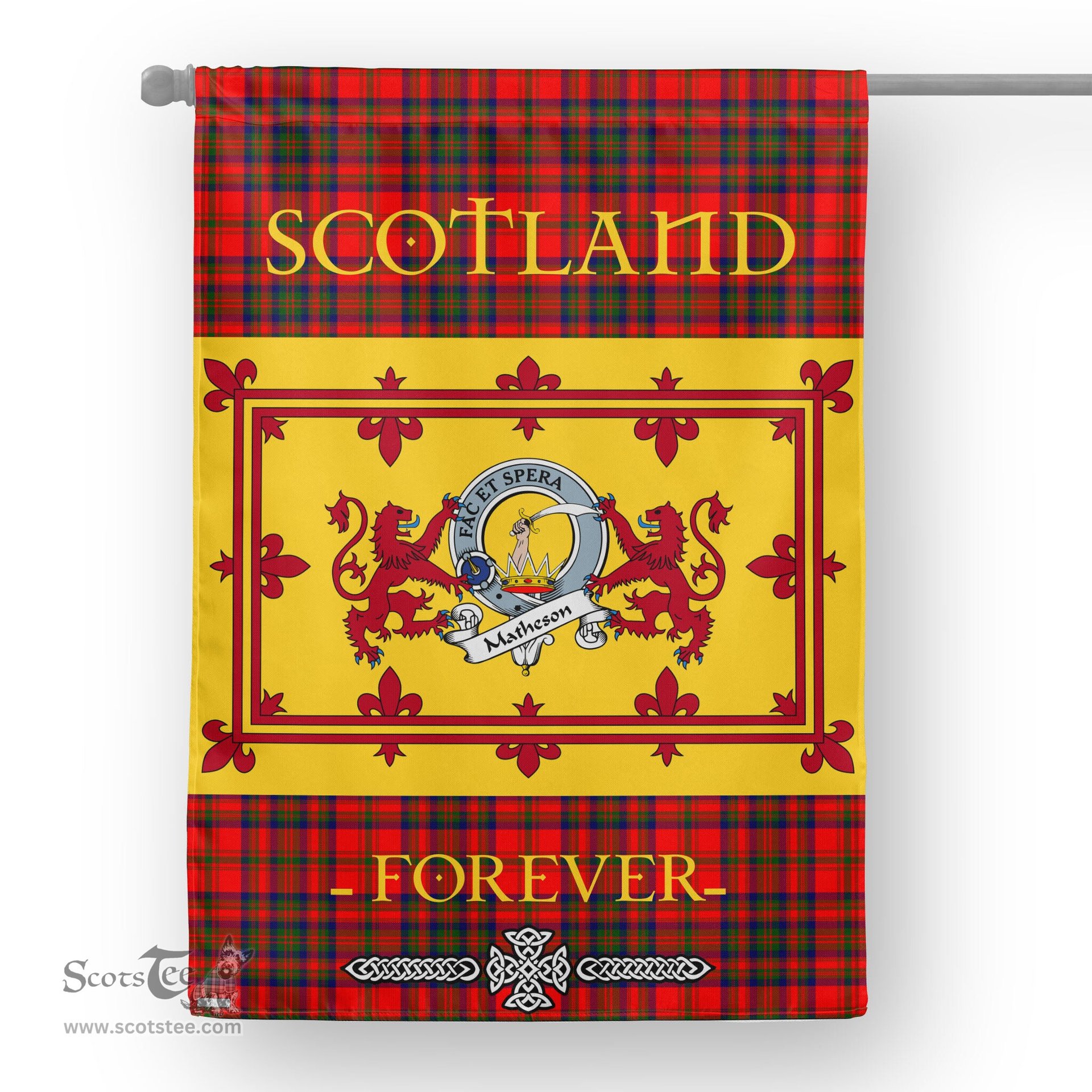 Scotstee Tartan House Flag Matheson Clan Badge Tartan Garden Flag - The Lion Rampant Scotland, Tartan Garden Flag, Tartan House Flag, Tartan Flag, Crest Garden Flag, Garden Flag, Ireland Garden Flag, Family Crest, Custom Flag, Custom Garden Flag, Ireland Custom Flag, Clan Tartan Flags