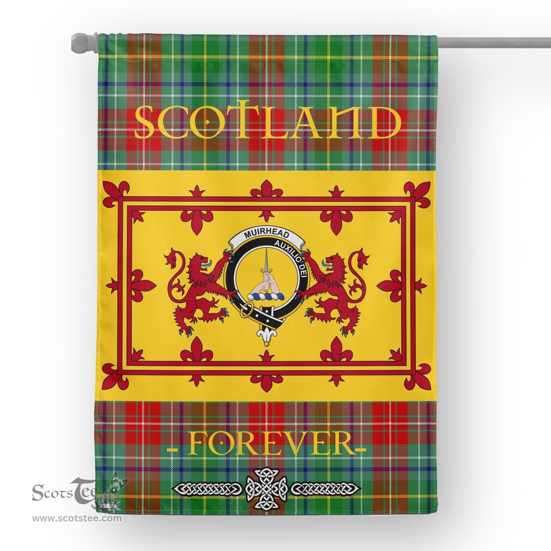 Scotstee Tartan House Flag Muirhead Tartan Garden Flag - The Lion Rampant Scotland, Tartan Garden Flag, Tartan House Flag, Tartan Flag, Crest Garden Flag, Garden Flag, Ireland Garden Flag, Family Crest, Custom Flag, Custom Garden Flag, Ireland Custom Flag, Clan Tartan Flags