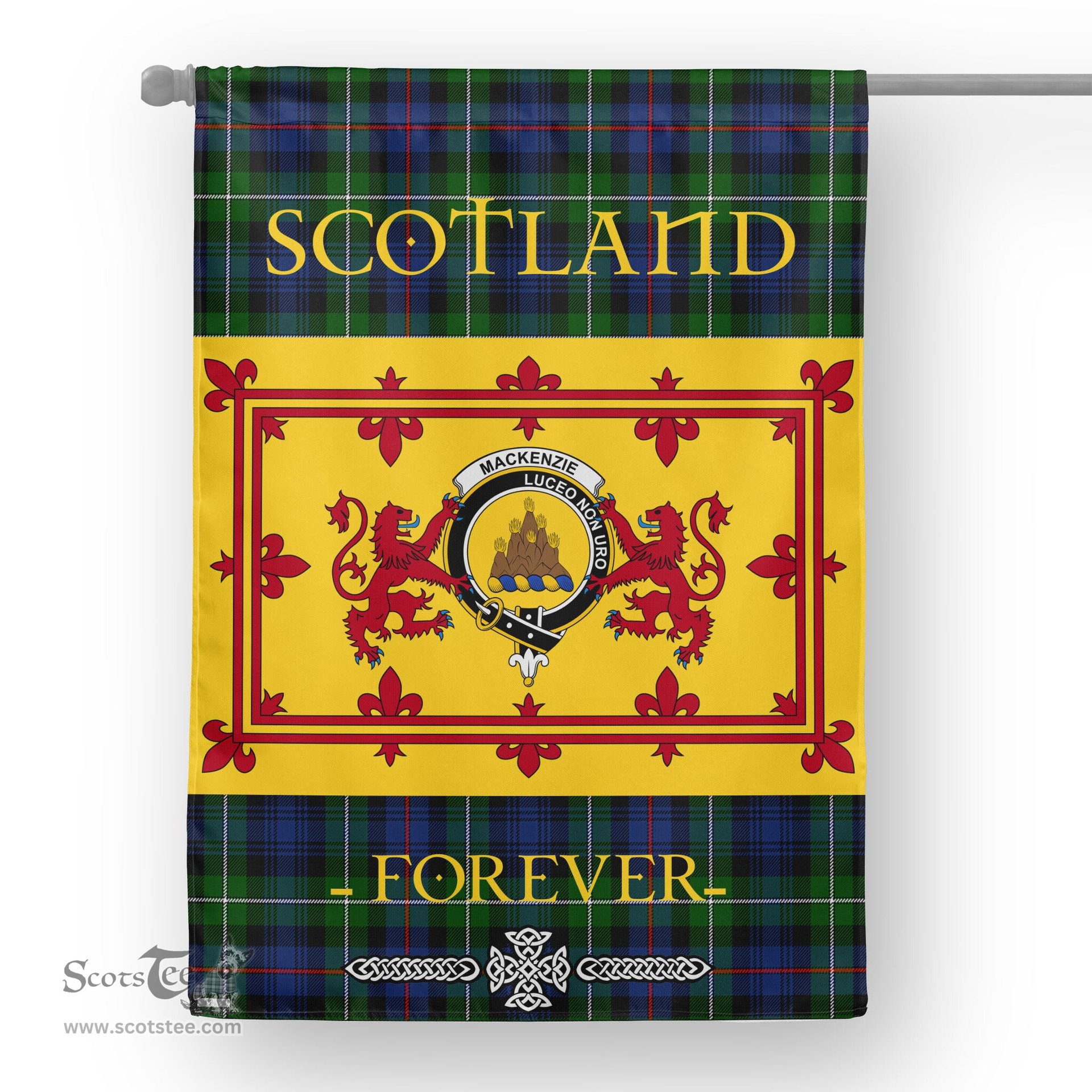 Scotstee Tartan House Flag MacKenzie Tartan Garden Flag - The Lion Rampant Scotland, Tartan Garden Flag, Tartan House Flag, Tartan Flag, Crest Garden Flag, Garden Flag, Ireland Garden Flag, Family Crest, Custom Flag, Custom Garden Flag, Ireland Custom Flag, Clan Tartan Flags
