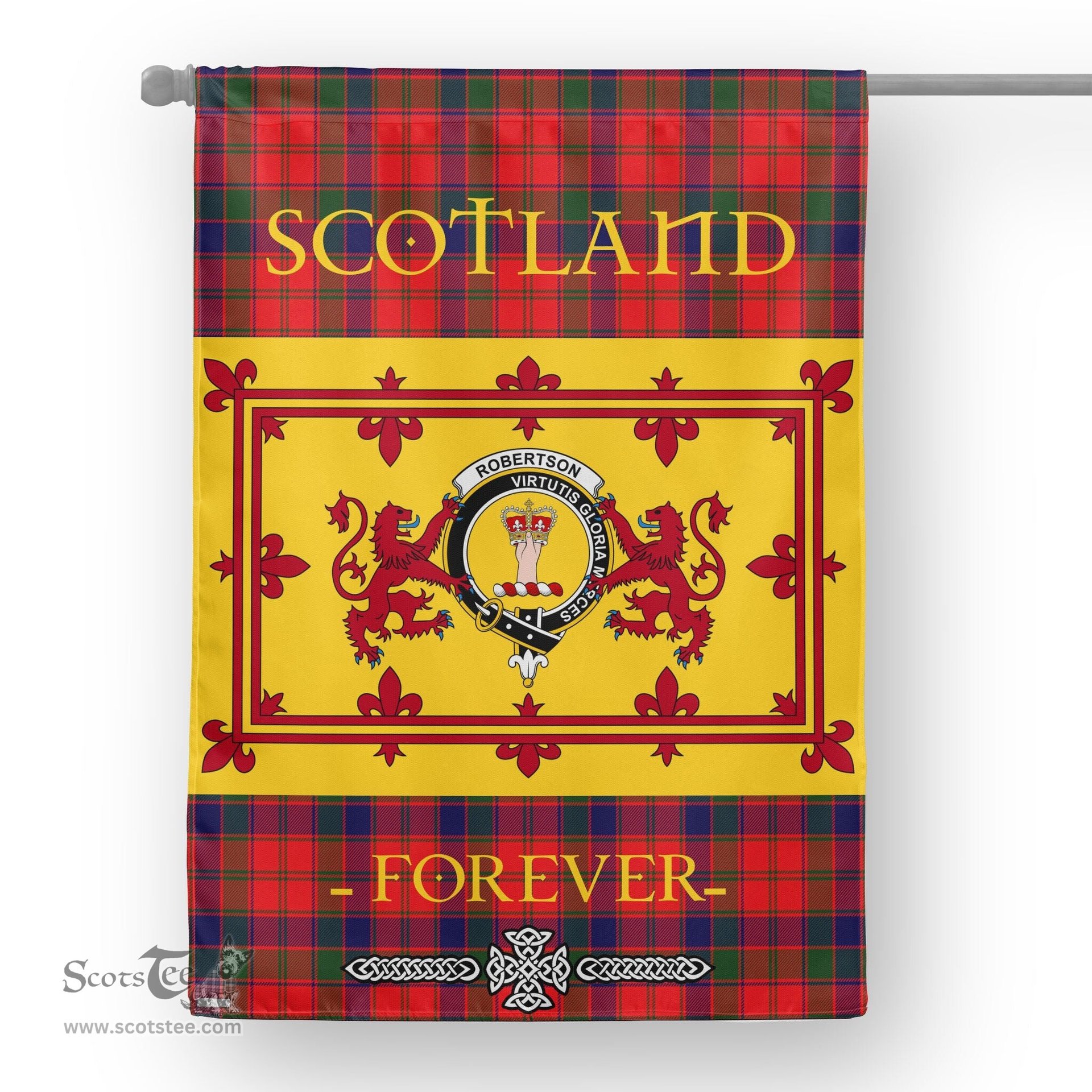 Scotstee Tartan House Flag Robertson Tartan Garden Flag - The Lion Rampant Scotland, Tartan Garden Flag, Tartan House Flag, Tartan Flag, Crest Garden Flag, Garden Flag, Ireland Garden Flag, Family Crest, Custom Flag, Custom Garden Flag, Ireland Custom Flag, Clan Tartan Flags