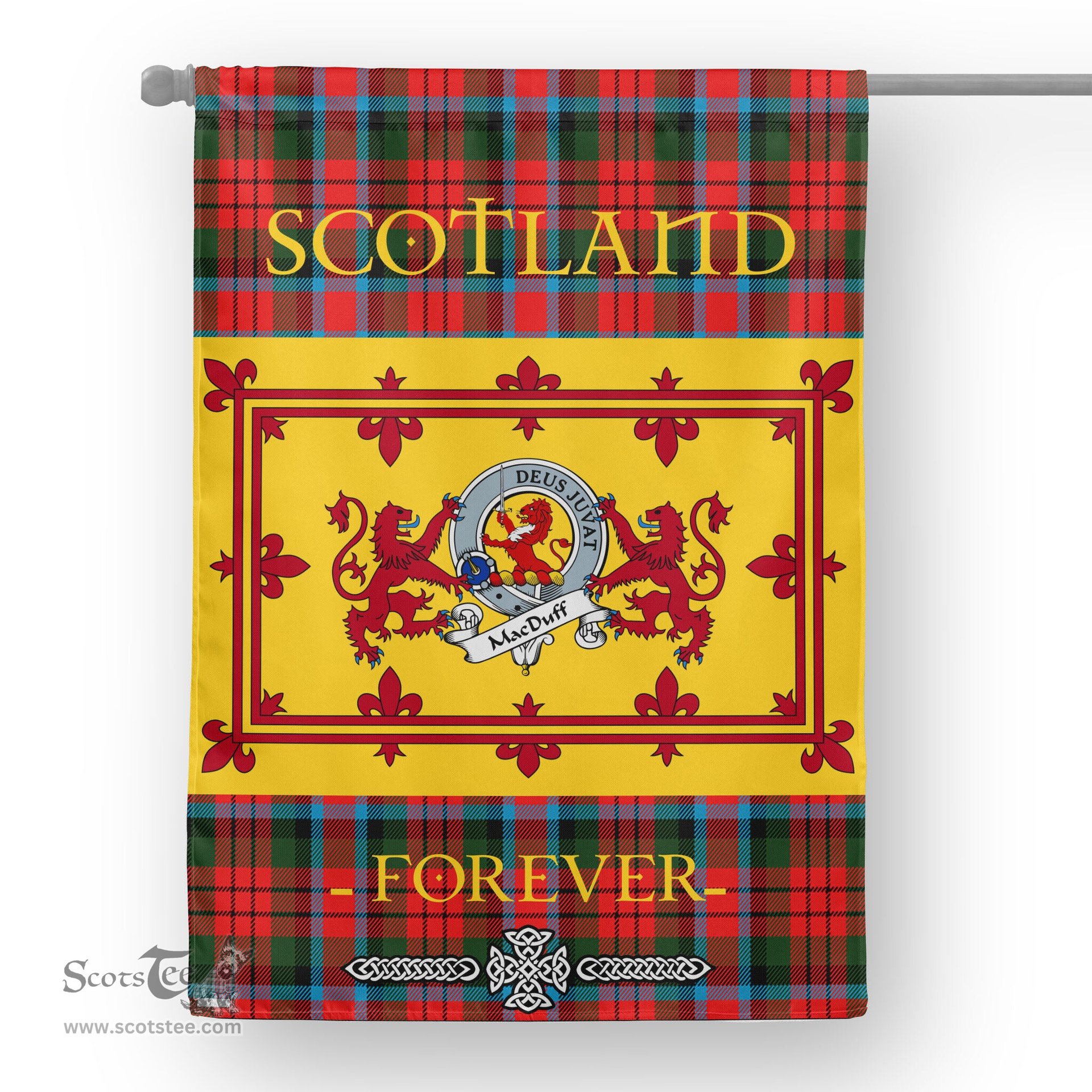 Scotstee Tartan House Flag MacDuff Clan Badge Tartan Garden Flag - The Lion Rampant Scotland, Tartan Garden Flag, Tartan House Flag, Tartan Flag, Crest Garden Flag, Garden Flag, Ireland Garden Flag, Family Crest, Custom Flag, Custom Garden Flag, Ireland Custom Flag, Clan Tartan Flags