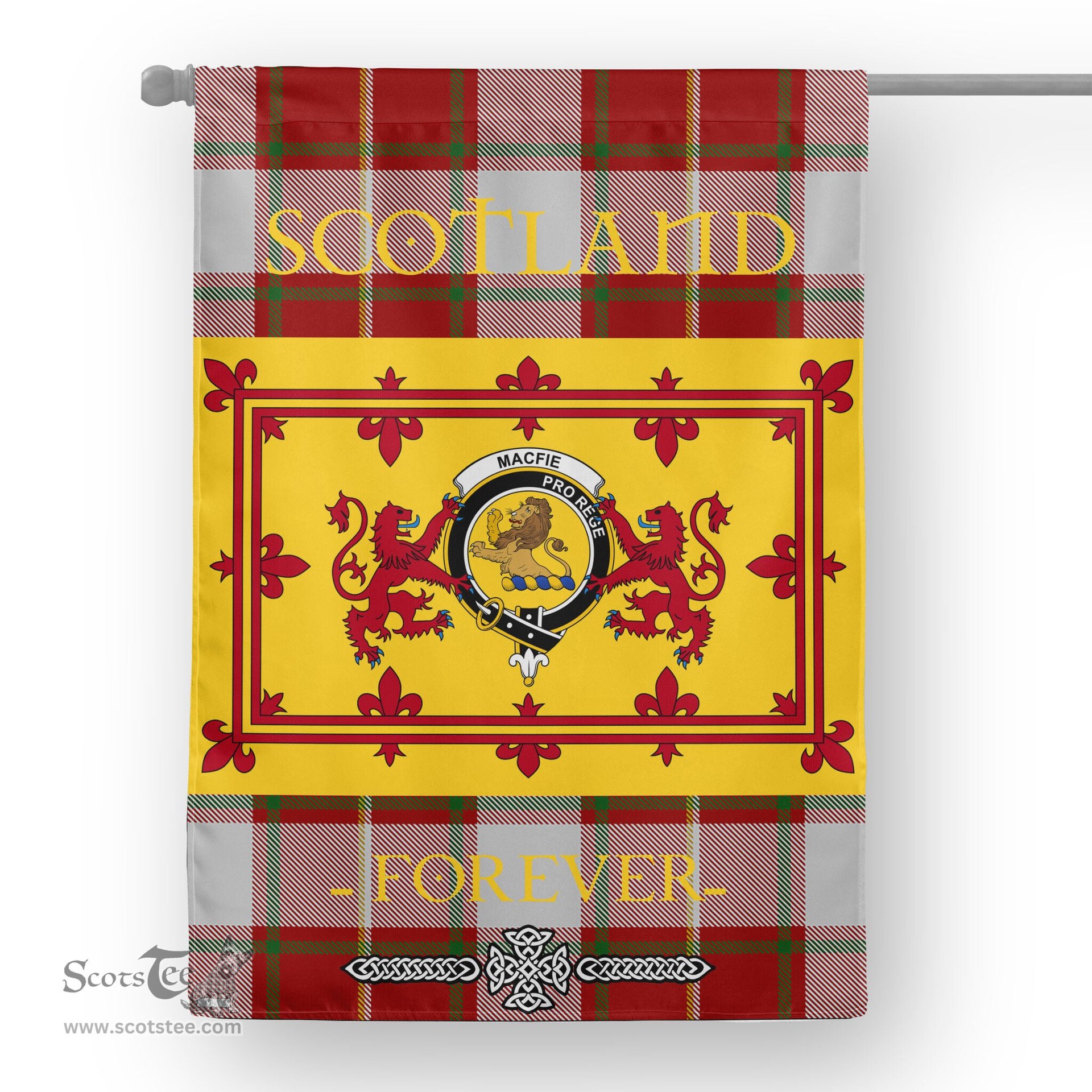 Scotstee Tartan House Flag MacFie Tartan Garden Flag - The Lion Rampant Scotland, Tartan Garden Flag, Tartan House Flag, Tartan Flag, Crest Garden Flag, Garden Flag, Ireland Garden Flag, Family Crest, Custom Flag, Custom Garden Flag, Ireland Custom Flag, Clan Tartan Flags