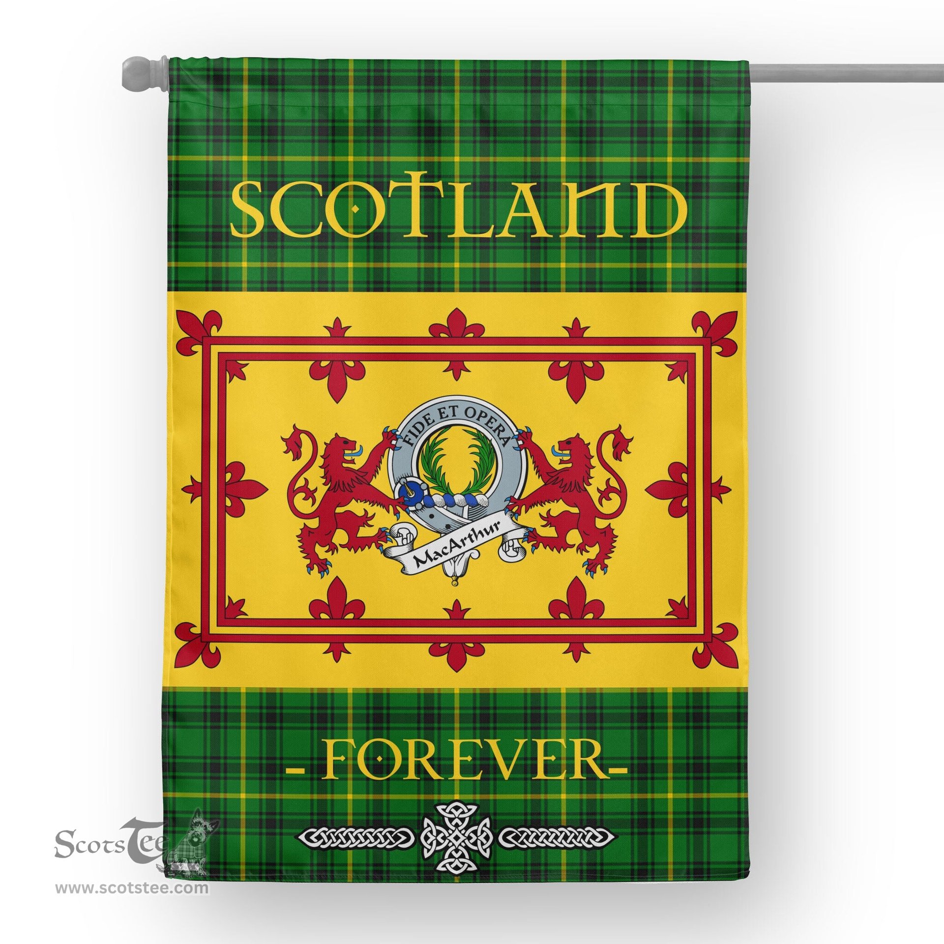 Scotstee Tartan House Flag Macarthur Clan Badge Tartan Garden Flag - The Lion Rampant Scotland, Tartan Garden Flag, Tartan House Flag, Tartan Flag, Crest Garden Flag, Garden Flag, Ireland Garden Flag, Family Crest, Custom Flag, Custom Garden Flag, Ireland Custom Flag, Clan Tartan Flags