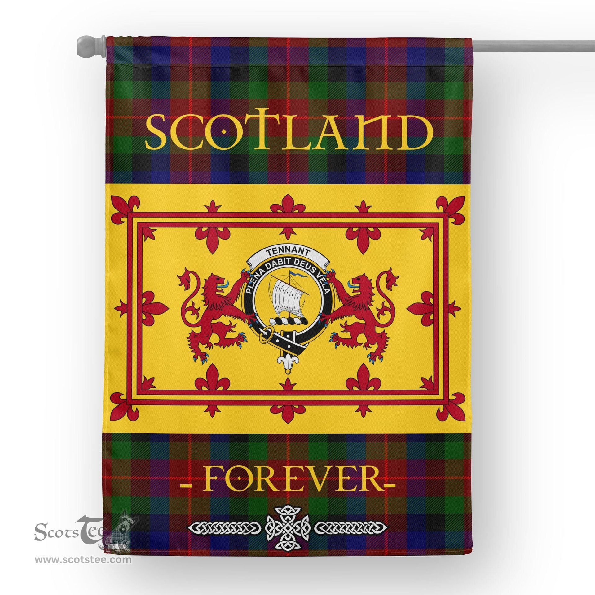 Scotstee Tartan House Flag Tennant Tartan Garden Flag - The Lion Rampant Scotland, Tartan Garden Flag, Tartan House Flag, Tartan Flag, Crest Garden Flag, Garden Flag, Ireland Garden Flag, Family Crest, Custom Flag, Custom Garden Flag, Ireland Custom Flag, Clan Tartan Flags