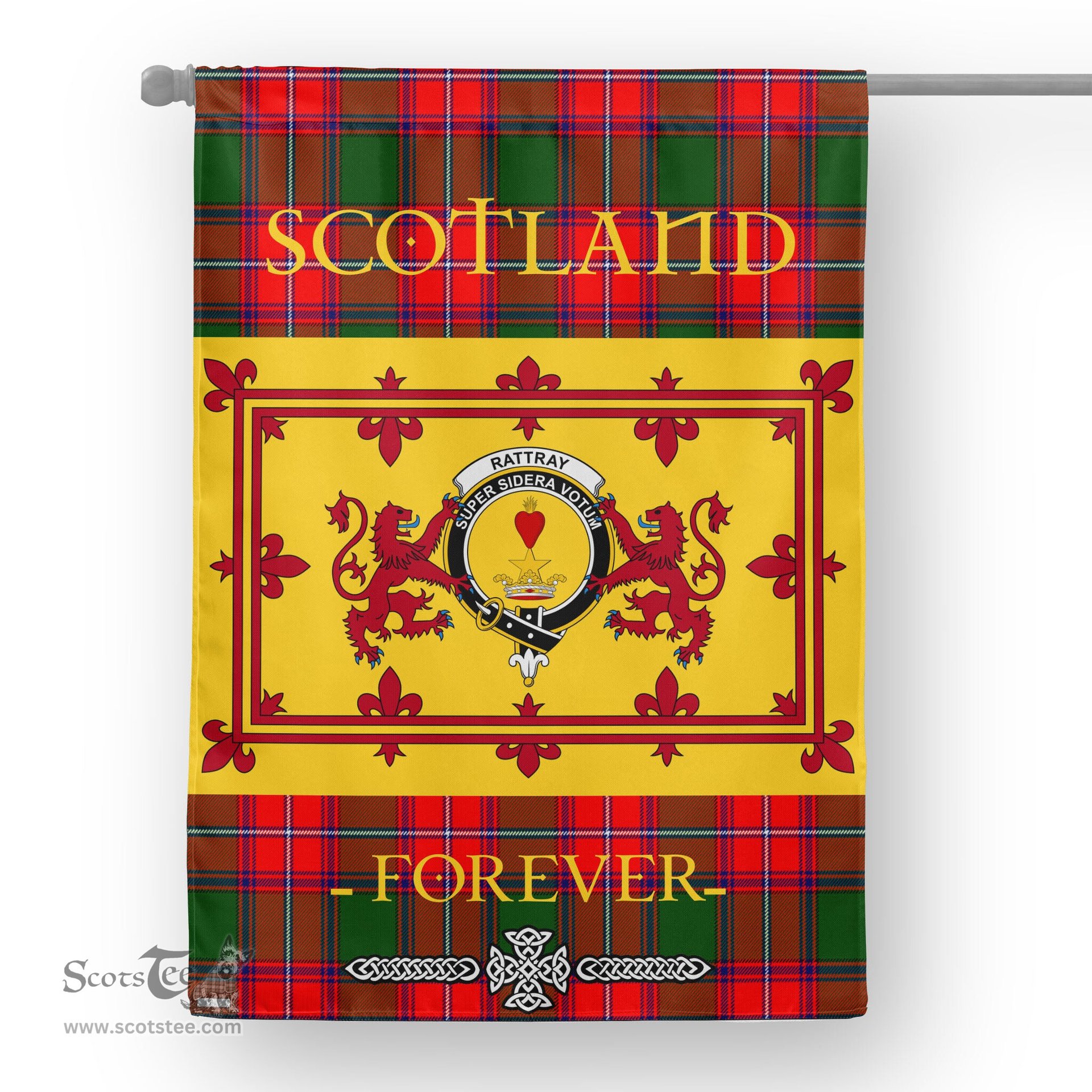 Scotstee Tartan House Flag Rattray Tartan Garden Flag - The Lion Rampant Scotland, Tartan Garden Flag, Tartan House Flag, Tartan Flag, Crest Garden Flag, Garden Flag, Ireland Garden Flag, Family Crest, Custom Flag, Custom Garden Flag, Ireland Custom Flag, Clan Tartan Flags