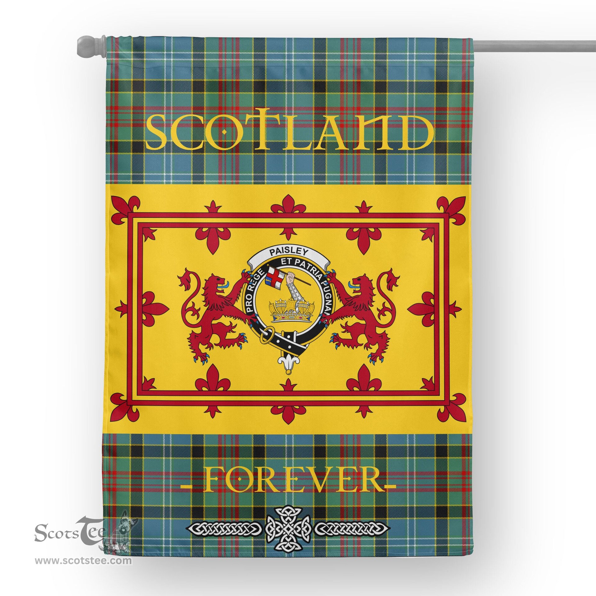 Scotstee Tartan House Flag Paisley Tartan Garden Flag - The Lion Rampant Scotland, Tartan Garden Flag, Tartan House Flag, Tartan Flag, Crest Garden Flag, Garden Flag, Ireland Garden Flag, Family Crest, Custom Flag, Custom Garden Flag, Ireland Custom Flag, Clan Tartan Flags