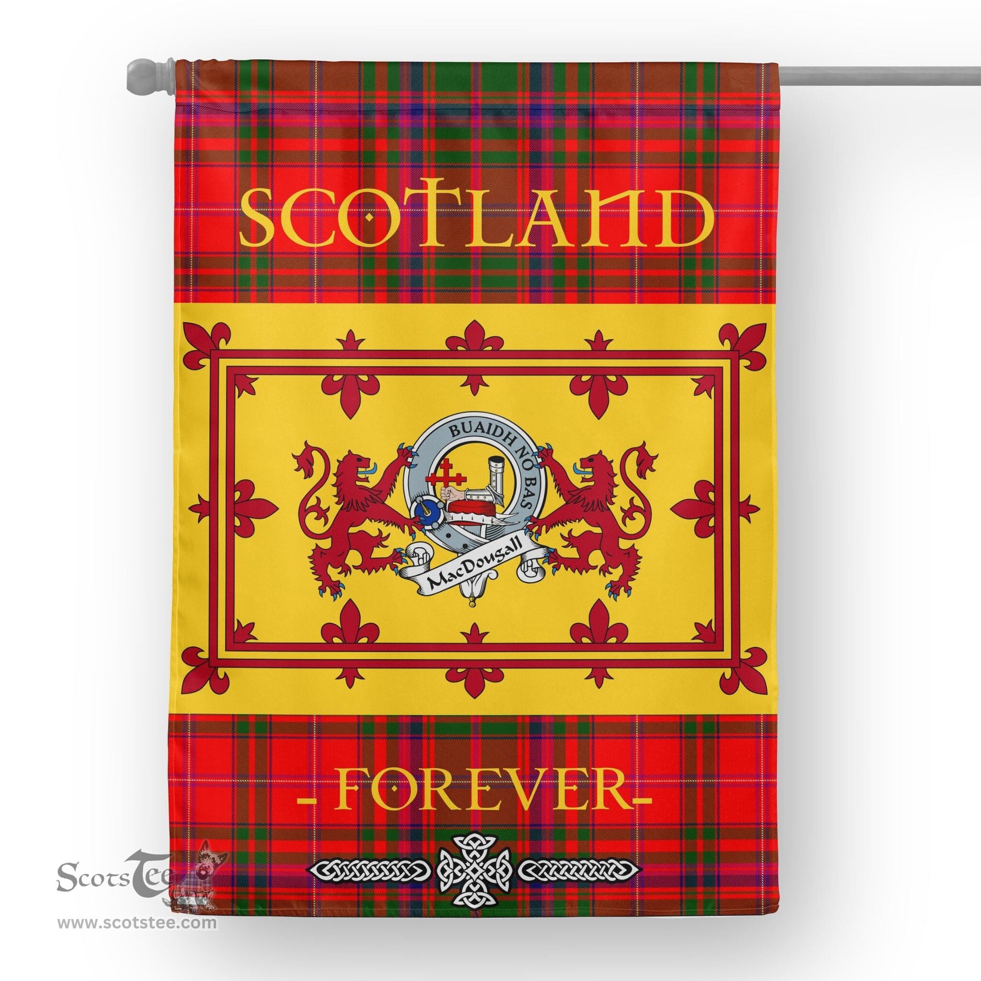 Scotstee Tartan House Flag MacDougall Clan Badge Tartan Garden Flag - The Lion Rampant Scotland, Tartan Garden Flag, Tartan House Flag, Tartan Flag, Crest Garden Flag, Garden Flag, Ireland Garden Flag, Family Crest, Custom Flag, Custom Garden Flag, Ireland Custom Flag, Clan Tartan Flags