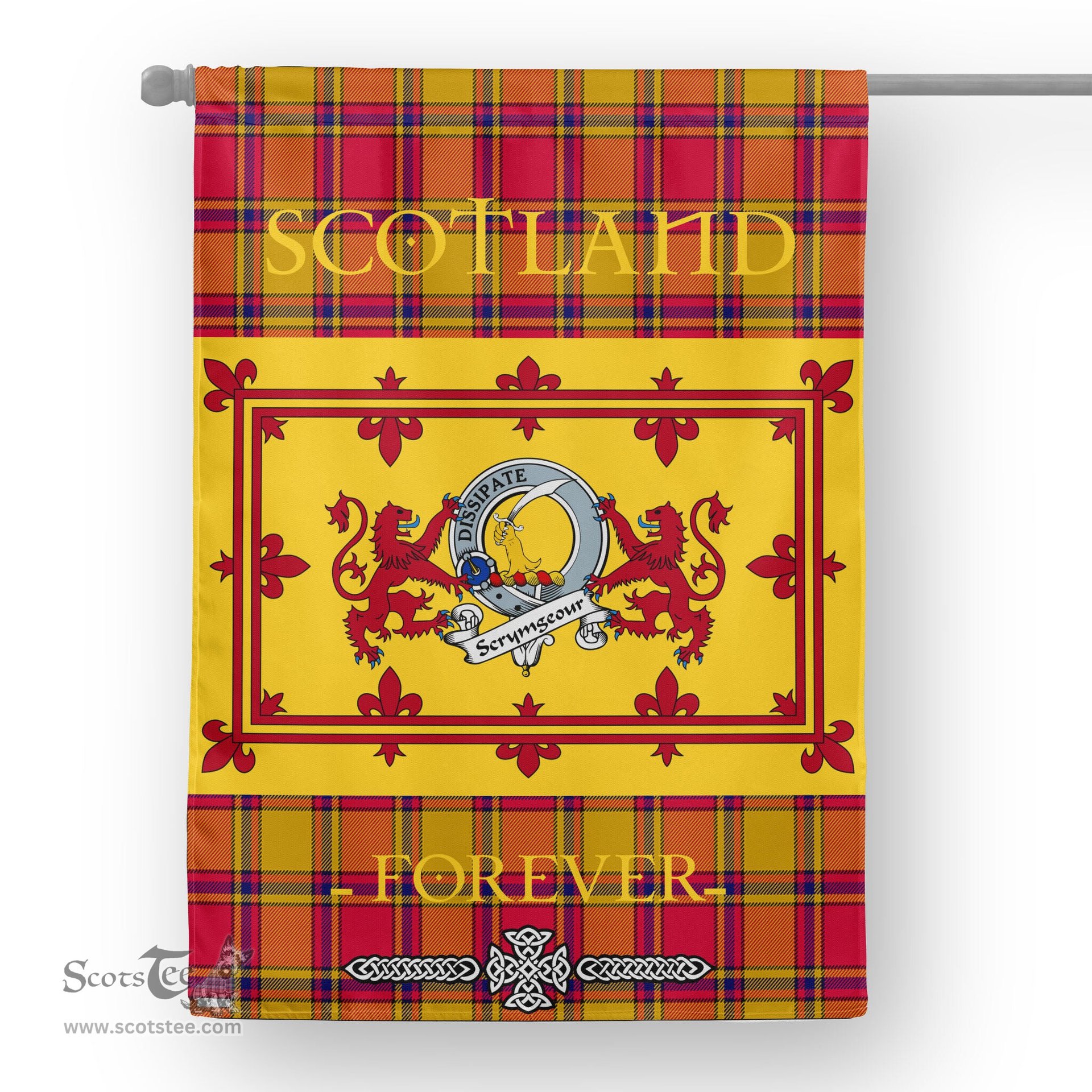 Scotstee Tartan House Flag Scrymgeour Clan Badge Tartan Garden Flag - The Lion Rampant Scotland, Tartan Garden Flag, Tartan House Flag, Tartan Flag, Crest Garden Flag, Garden Flag, Ireland Garden Flag, Family Crest, Custom Flag, Custom Garden Flag, Ireland Custom Flag, Clan Tartan Flags