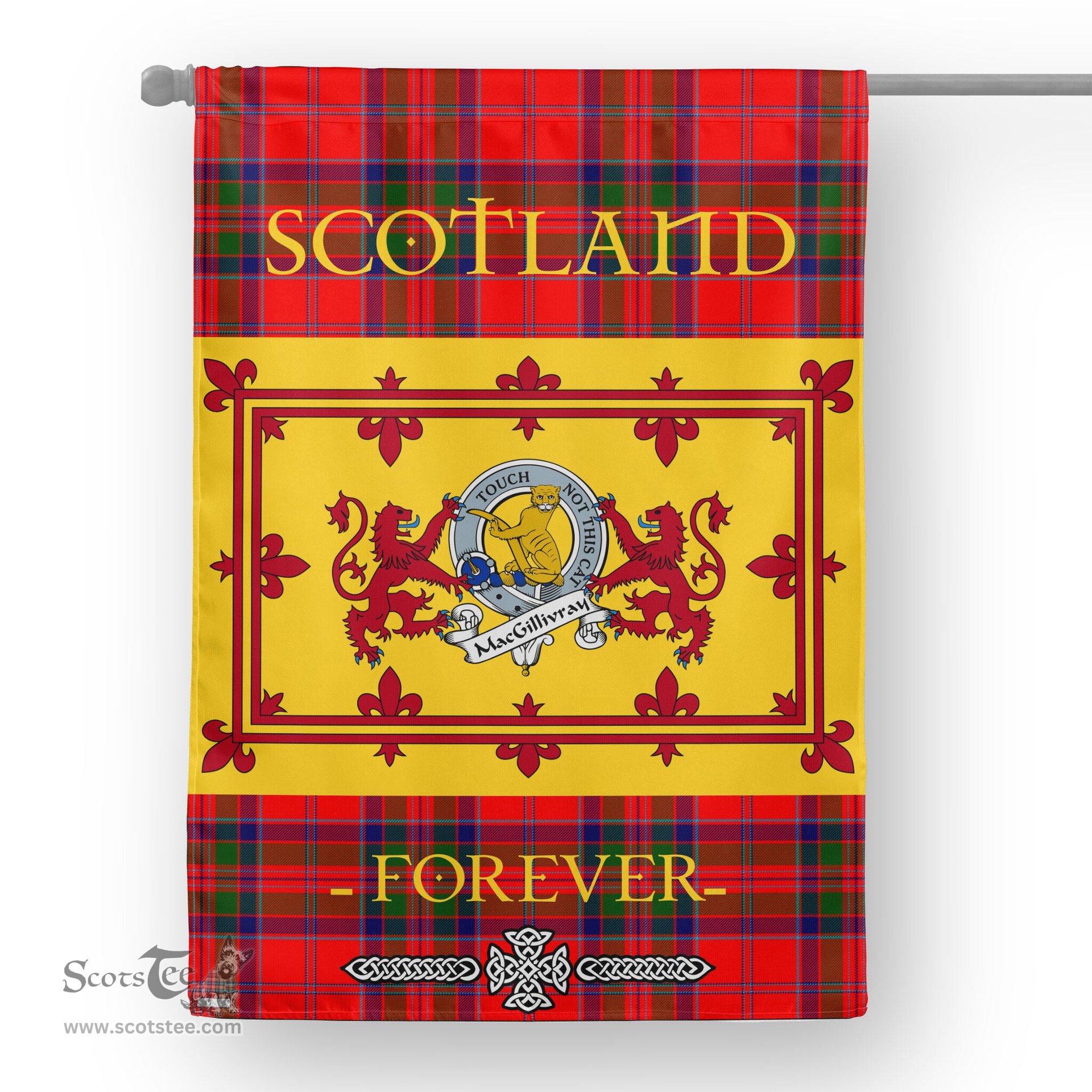Scotstee Tartan House Flag MacGillivray Clan Badge Tartan Garden Flag - The Lion Rampant Scotland, Tartan Garden Flag, Tartan House Flag, Tartan Flag, Crest Garden Flag, Garden Flag, Ireland Garden Flag, Family Crest, Custom Flag, Custom Garden Flag, Ireland Custom Flag, Clan Tartan Flags