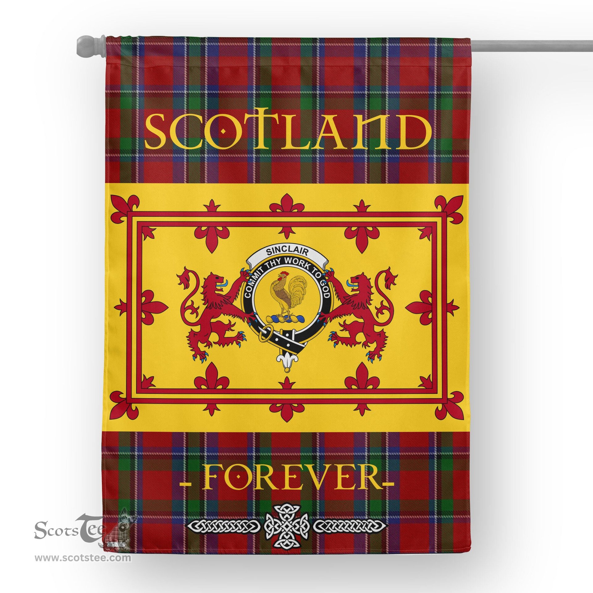 Scotstee Tartan House Flag Sinclair Tartan Garden Flag - The Lion Rampant Scotland, Tartan Garden Flag, Tartan House Flag, Tartan Flag, Crest Garden Flag, Garden Flag, Ireland Garden Flag, Family Crest, Custom Flag, Custom Garden Flag, Ireland Custom Flag, Clan Tartan Flags