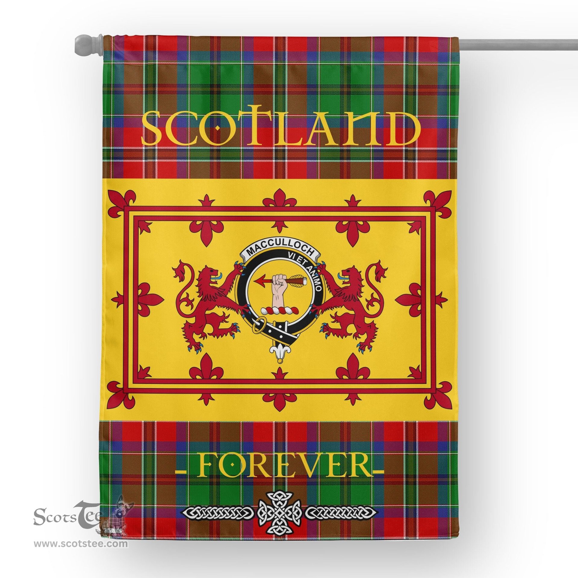 Scotstee Tartan House Flag MacCulloch Tartan Garden Flag - The Lion Rampant Scotland, Tartan Garden Flag, Tartan House Flag, Tartan Flag, Crest Garden Flag, Garden Flag, Ireland Garden Flag, Family Crest, Custom Flag, Custom Garden Flag, Ireland Custom Flag, Clan Tartan Flags