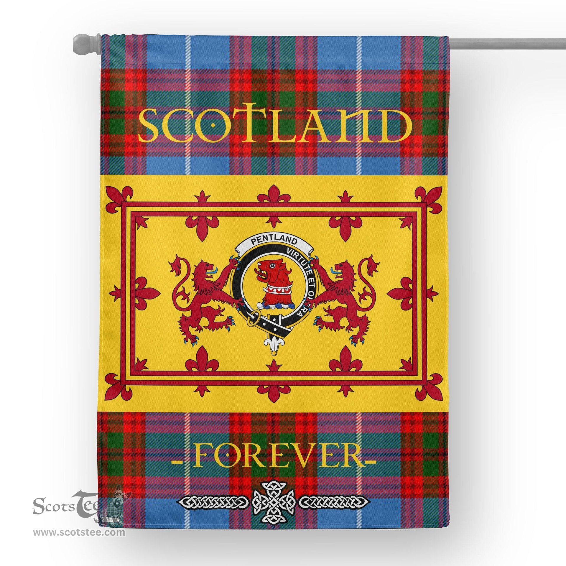 Scotstee Tartan House Flag Pentland Tartan Garden Flag - The Lion Rampant Scotland, Tartan Garden Flag, Tartan House Flag, Tartan Flag, Crest Garden Flag, Garden Flag, Ireland Garden Flag, Family Crest, Custom Flag, Custom Garden Flag, Ireland Custom Flag, Clan Tartan Flags