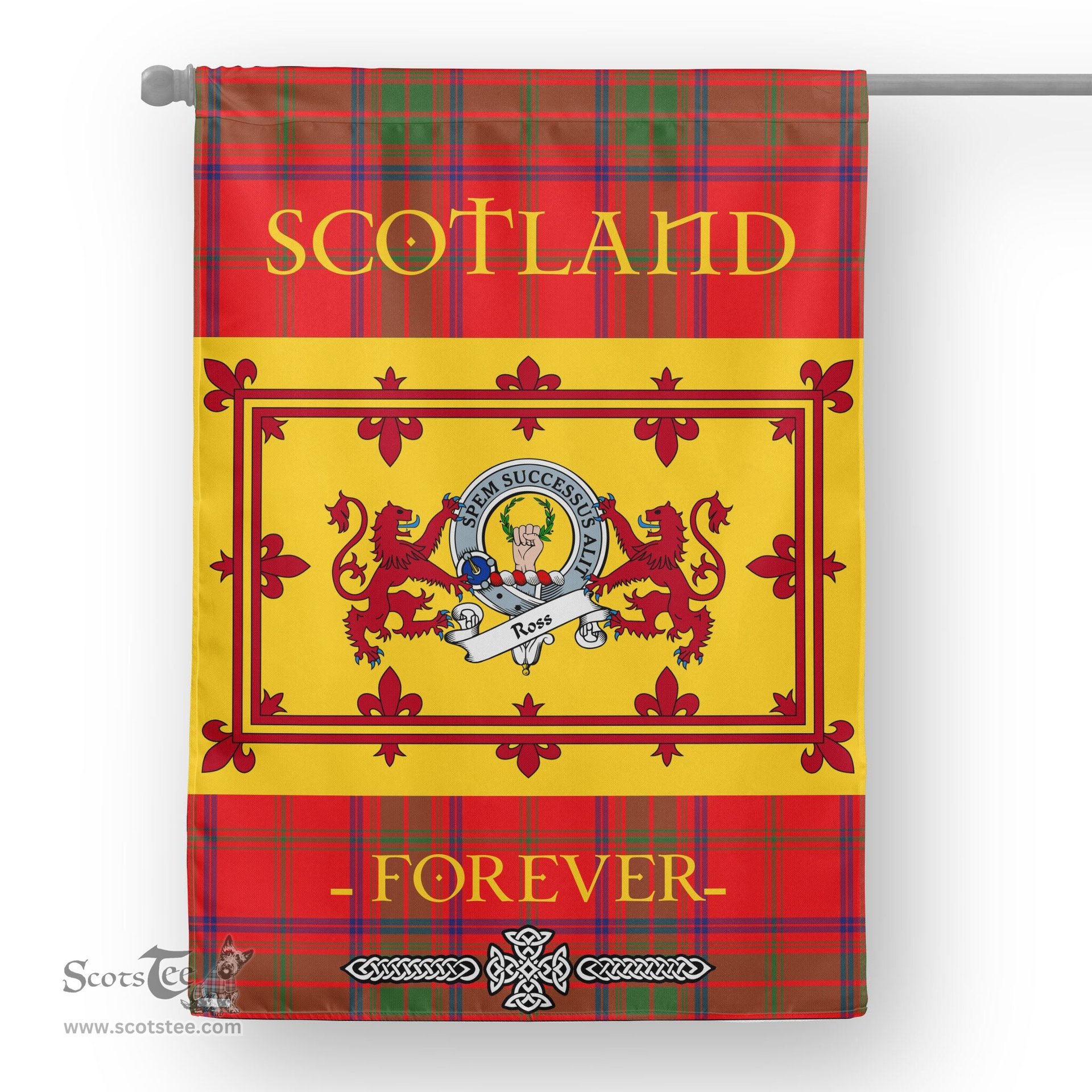 Scotstee Tartan House Flag Ross Clan Badge Tartan Garden Flag - The Lion Rampant Scotland, Tartan Garden Flag, Tartan House Flag, Tartan Flag, Crest Garden Flag, Garden Flag, Ireland Garden Flag, Family Crest, Custom Flag, Custom Garden Flag, Ireland Custom Flag, Clan Tartan Flags