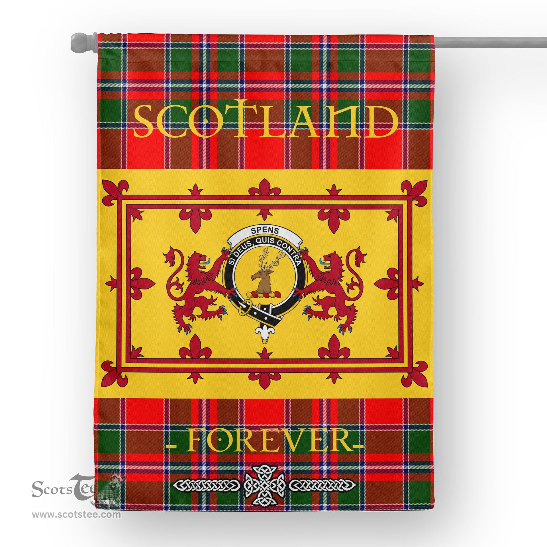 Scotstee Tartan House Flag Spens Tartan Garden Flag - The Lion Rampant Scotland, Tartan Garden Flag, Tartan House Flag, Tartan Flag, Crest Garden Flag, Garden Flag, Ireland Garden Flag, Family Crest, Custom Flag, Custom Garden Flag, Ireland Custom Flag, Clan Tartan Flags