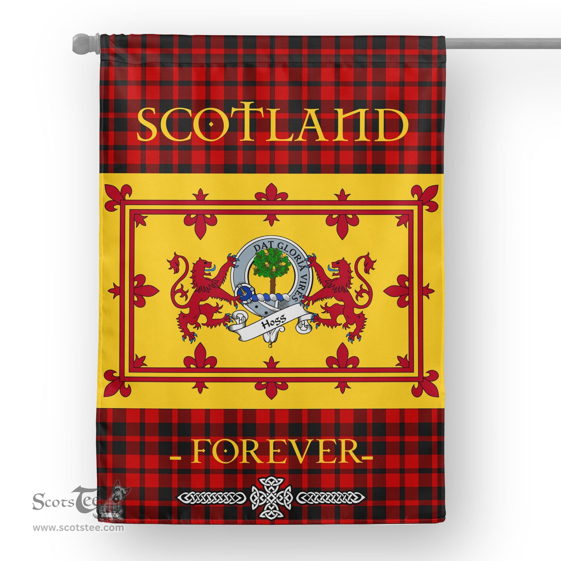 Scotstee Tartan House Flag Hogg Clan Badge Tartan Garden Flag - The Lion Rampant Scotland, Tartan Garden Flag, Tartan House Flag, Tartan Flag, Crest Garden Flag, Garden Flag, Ireland Garden Flag, Family Crest, Custom Flag, Custom Garden Flag, Ireland Custom Flag, Clan Tartan Flags