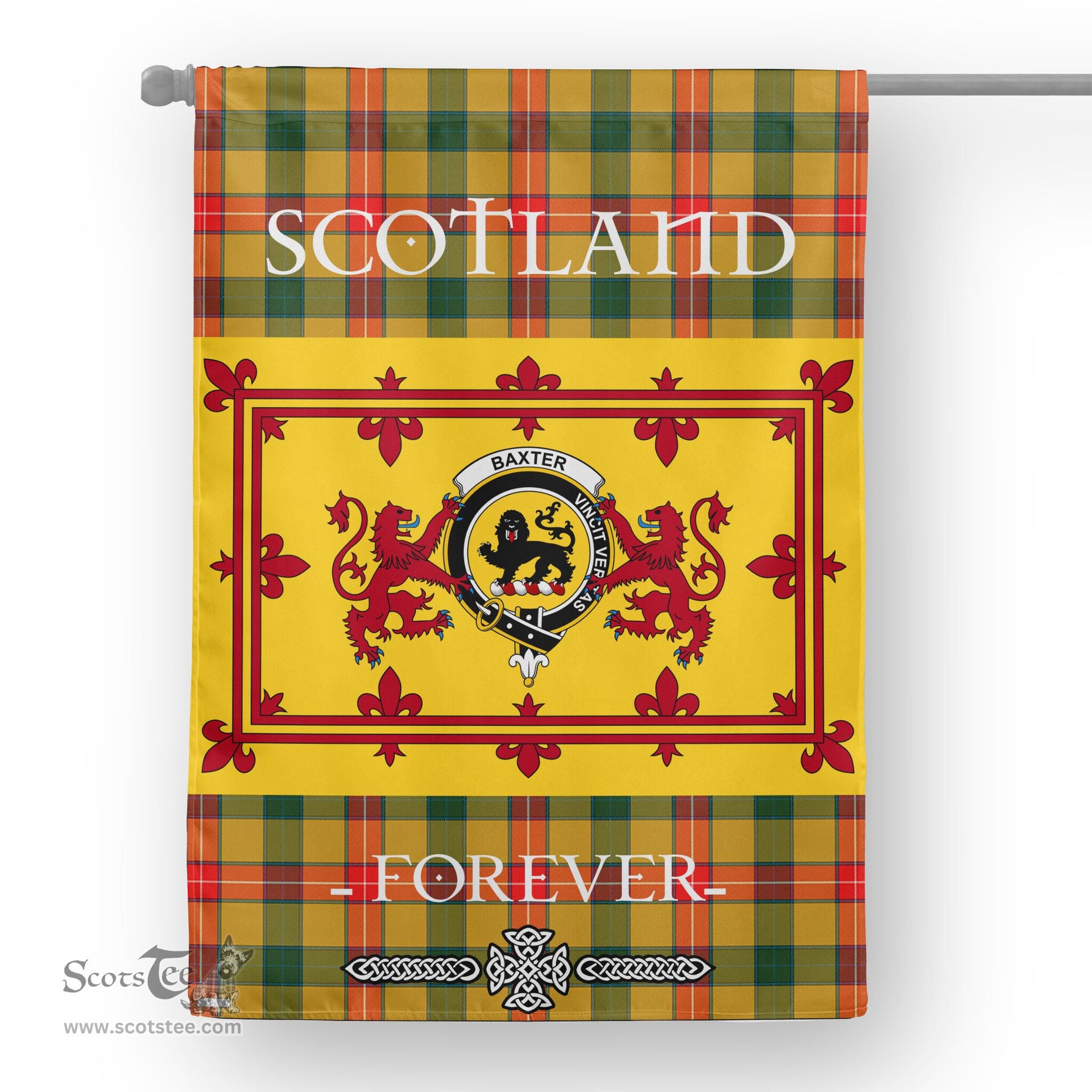 Scotstee Tartan House Flag Baxter Tartan Garden Flag - The Lion Rampant Scotland, Tartan Garden Flag, Tartan House Flag, Tartan Flag, Crest Garden Flag, Garden Flag, Ireland Garden Flag, Family Crest, Custom Flag, Custom Garden Flag, Ireland Custom Flag, Clan Tartan Flags