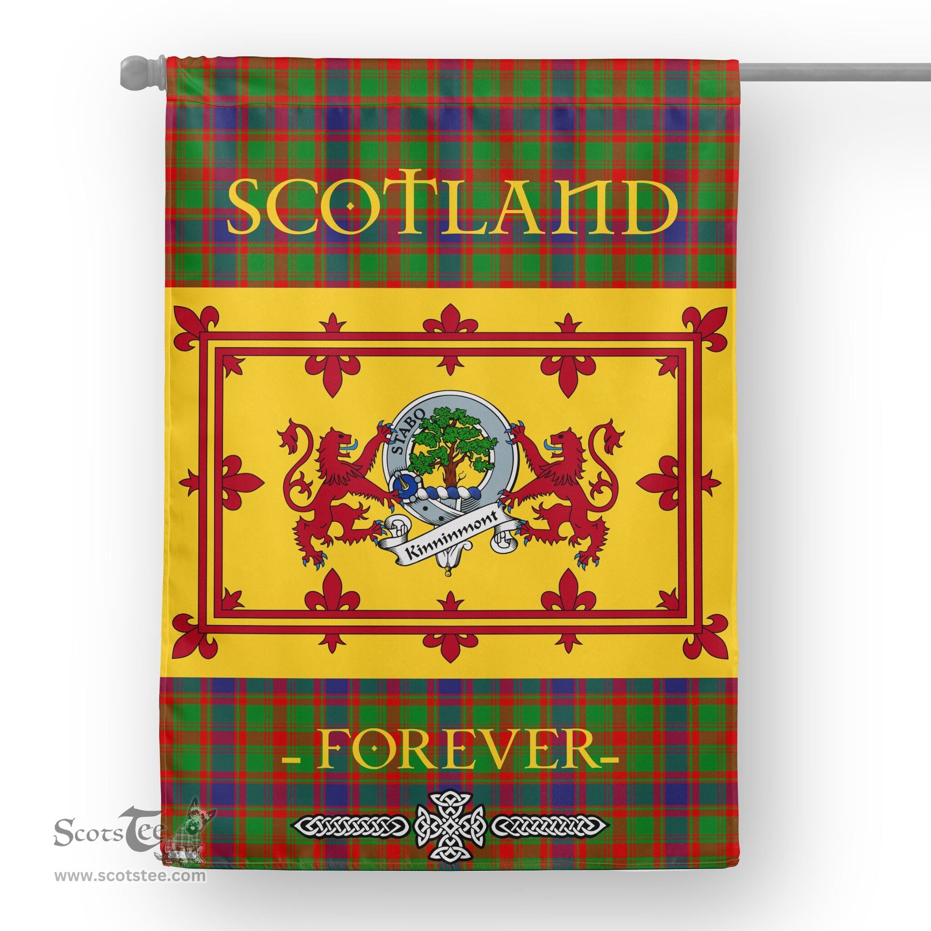 Scotstee Tartan House Flag Kinninmont Clan Badge Tartan Garden Flag - The Lion Rampant Scotland, Tartan Garden Flag, Tartan House Flag, Tartan Flag, Crest Garden Flag, Garden Flag, Ireland Garden Flag, Family Crest, Custom Flag, Custom Garden Flag, Ireland Custom Flag, Clan Tartan Flags