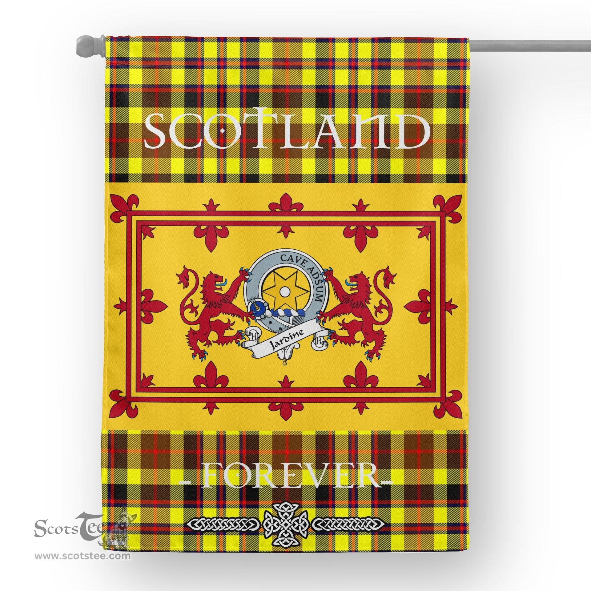 Scotstee Tartan House Flag Jardine Clan Badge Tartan Garden Flag - The Lion Rampant Scotland, Tartan Garden Flag, Tartan House Flag, Tartan Flag, Crest Garden Flag, Garden Flag, Ireland Garden Flag, Family Crest, Custom Flag, Custom Garden Flag, Ireland Custom Flag, Clan Tartan Flags