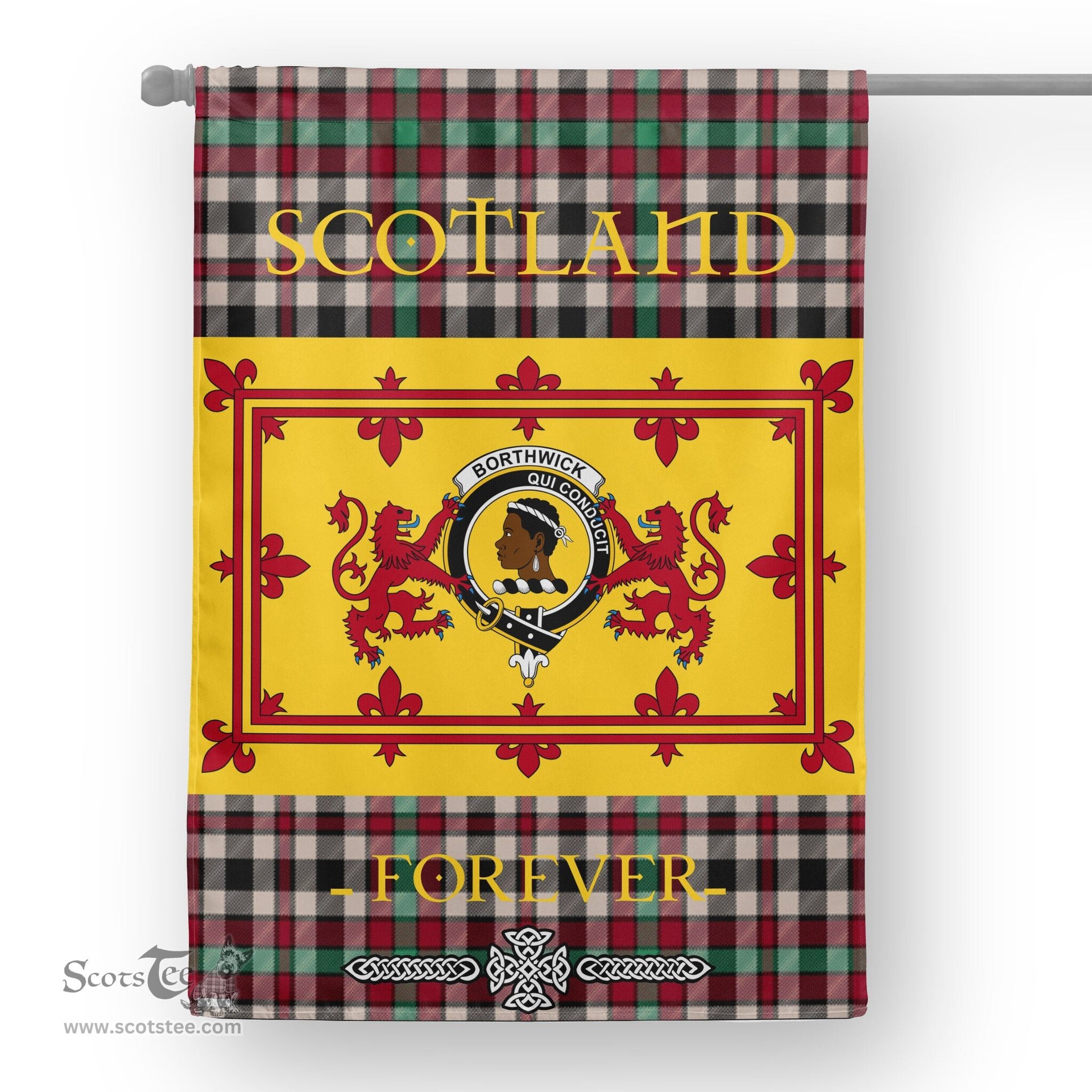 Scotstee Tartan House Flag Borthwick Tartan Garden Flag - The Lion Rampant Scotland, Tartan Garden Flag, Tartan House Flag, Tartan Flag, Crest Garden Flag, Garden Flag, Ireland Garden Flag, Family Crest, Custom Flag, Custom Garden Flag, Ireland Custom Flag, Clan Tartan Flags