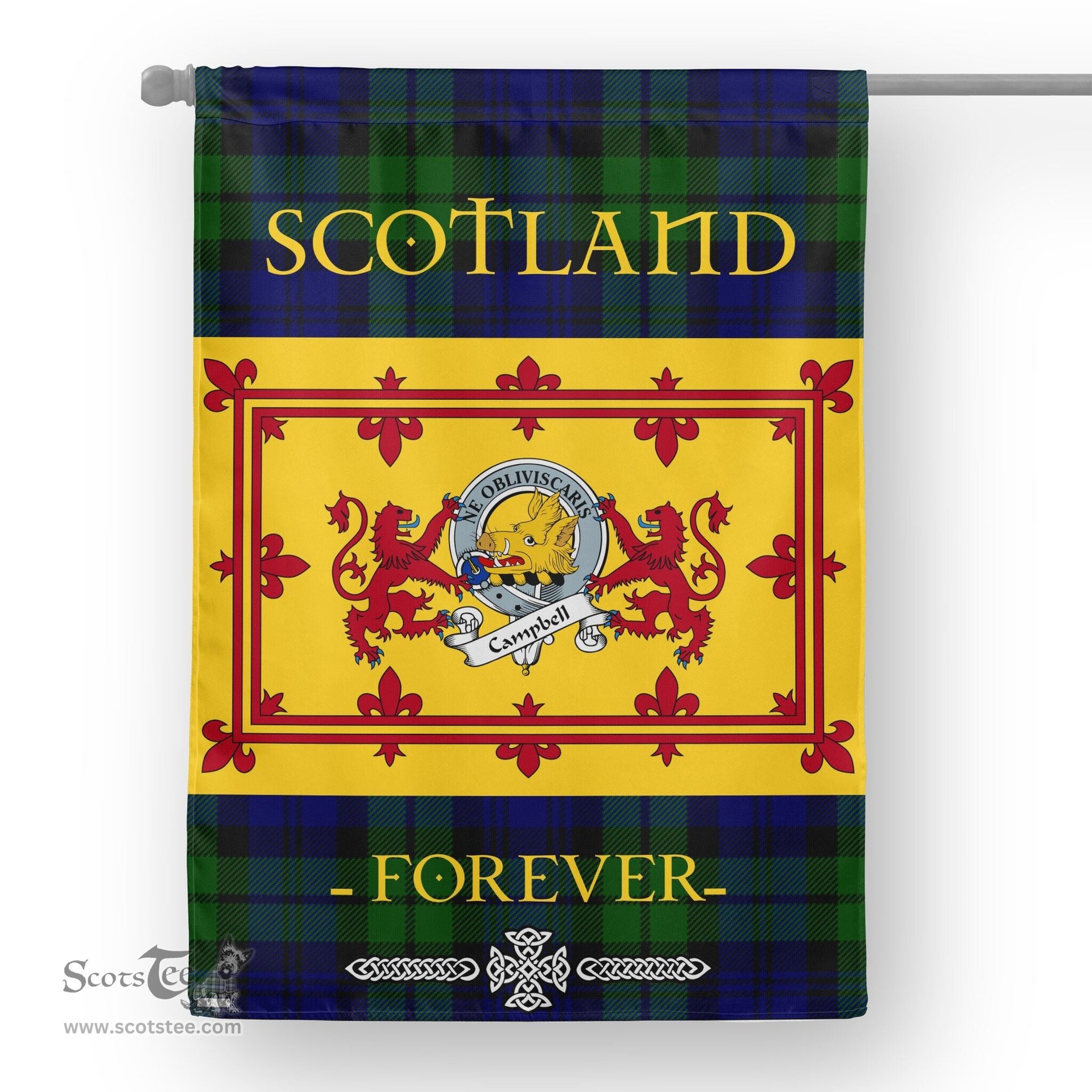 Scotstee Tartan House Flag Campbell Clan Badge Tartan Garden Flag - The Lion Rampant Scotland, Tartan Garden Flag, Tartan House Flag, Tartan Flag, Crest Garden Flag, Garden Flag, Ireland Garden Flag, Family Crest, Custom Flag, Custom Garden Flag, Ireland Custom Flag, Clan Tartan Flags