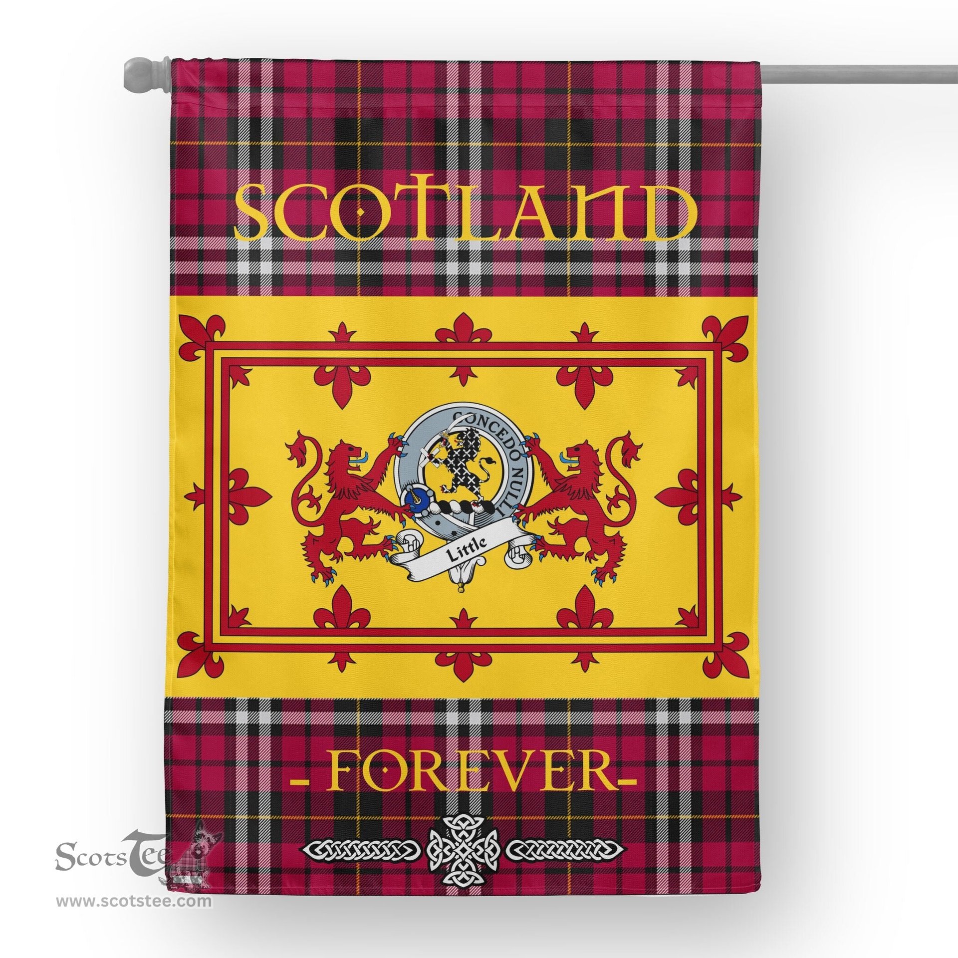 Scotstee Tartan House Flag Little Clan Badge Tartan Garden Flag - The Lion Rampant Scotland, Tartan Garden Flag, Tartan House Flag, Tartan Flag, Crest Garden Flag, Garden Flag, Ireland Garden Flag, Family Crest, Custom Flag, Custom Garden Flag, Ireland Custom Flag, Clan Tartan Flags