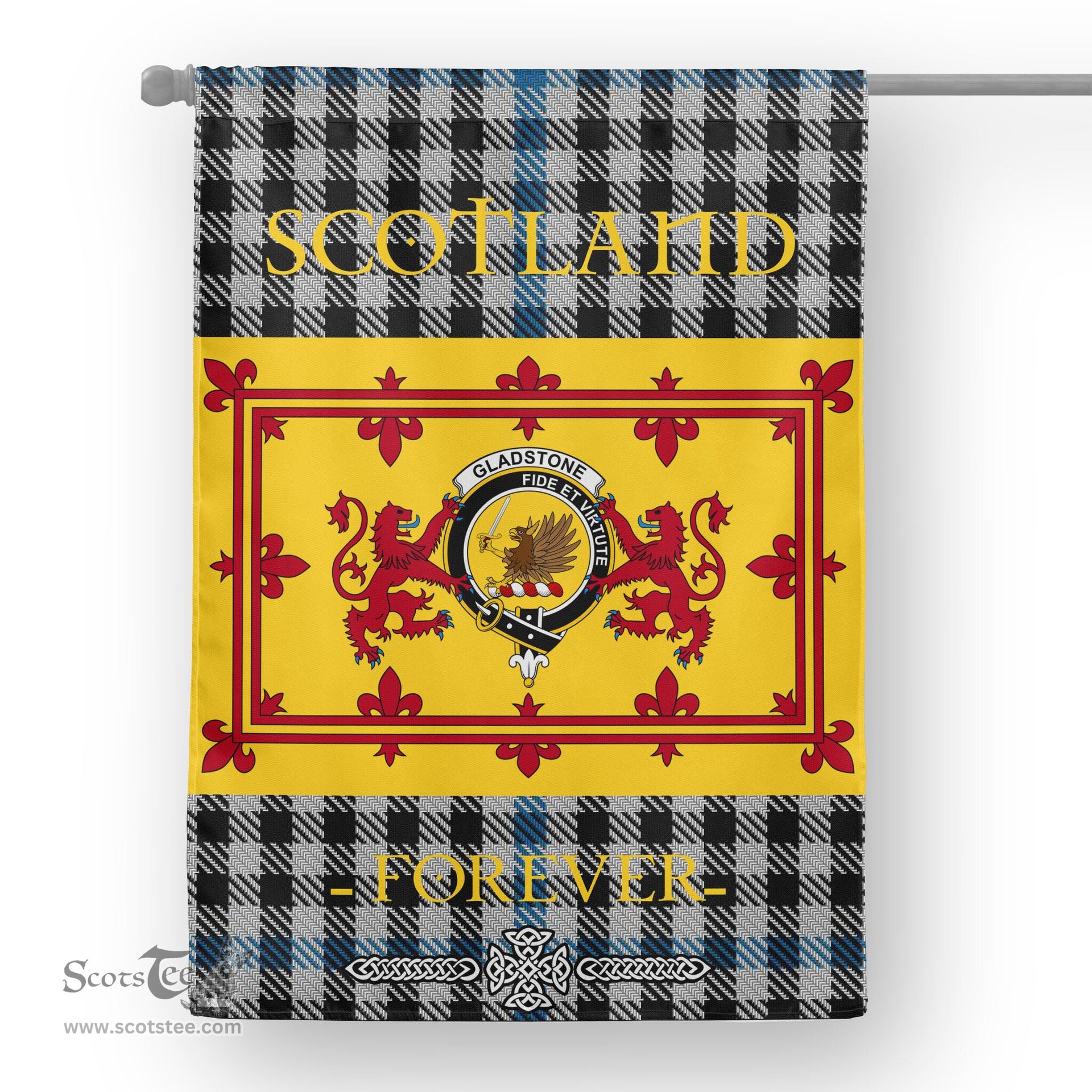 Scotstee Tartan House Flag Gladstone Tartan Garden Flag - The Lion Rampant Scotland, Tartan Garden Flag, Tartan House Flag, Tartan Flag, Crest Garden Flag, Garden Flag, Ireland Garden Flag, Family Crest, Custom Flag, Custom Garden Flag, Ireland Custom Flag, Clan Tartan Flags