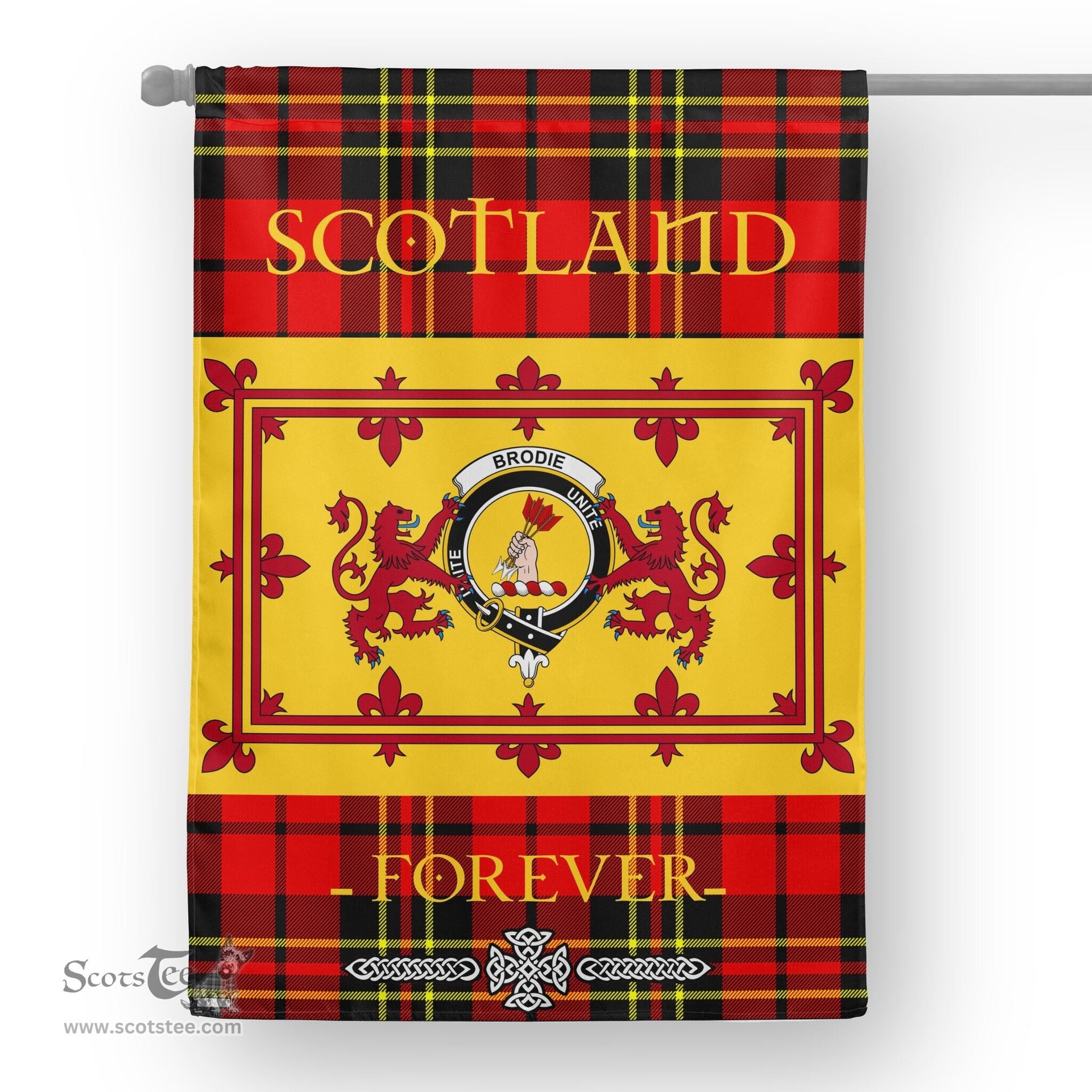 Scotstee Tartan House Flag Brodie Tartan Garden Flag - The Lion Rampant Scotland, Tartan Garden Flag, Tartan House Flag, Tartan Flag, Crest Garden Flag, Garden Flag, Ireland Garden Flag, Family Crest, Custom Flag, Custom Garden Flag, Ireland Custom Flag, Clan Tartan Flags