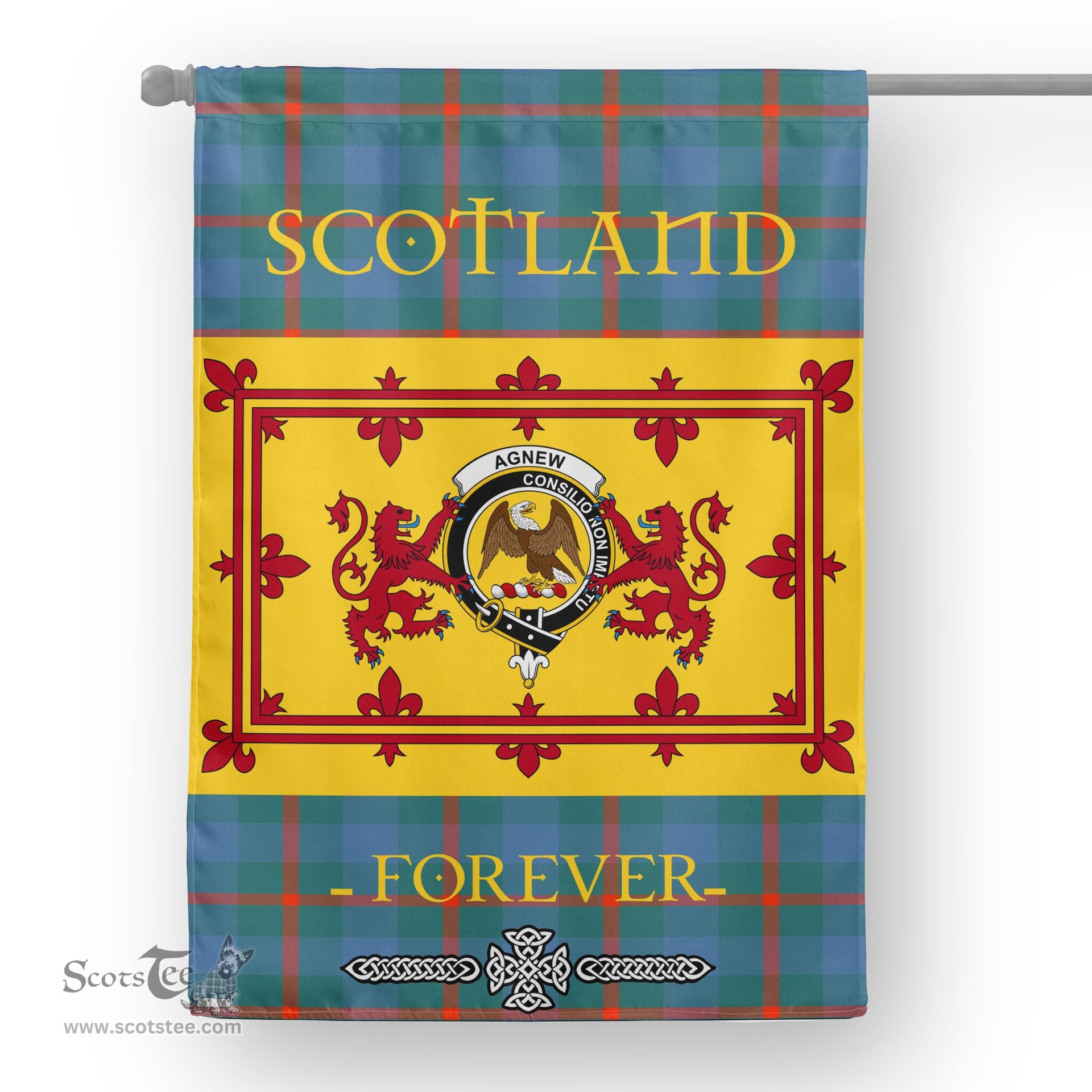 Scotstee Tartan House Flag Agnew Tartan Garden Flag - The Lion Rampant Scotland, Tartan Garden Flag, Tartan House Flag, Tartan Flag, Crest Garden Flag, Garden Flag, Ireland Garden Flag, Family Crest, Custom Flag, Custom Garden Flag, Ireland Custom Flag, Clan Tartan Flags