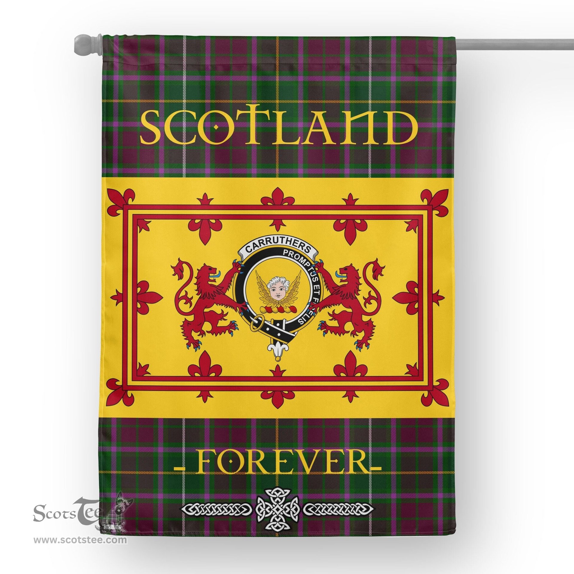 Scotstee Tartan House Flag Carruthers Tartan Garden Flag - The Lion Rampant Scotland, Tartan Garden Flag, Tartan House Flag, Tartan Flag, Crest Garden Flag, Garden Flag, Ireland Garden Flag, Family Crest, Custom Flag, Custom Garden Flag, Ireland Custom Flag, Clan Tartan Flags