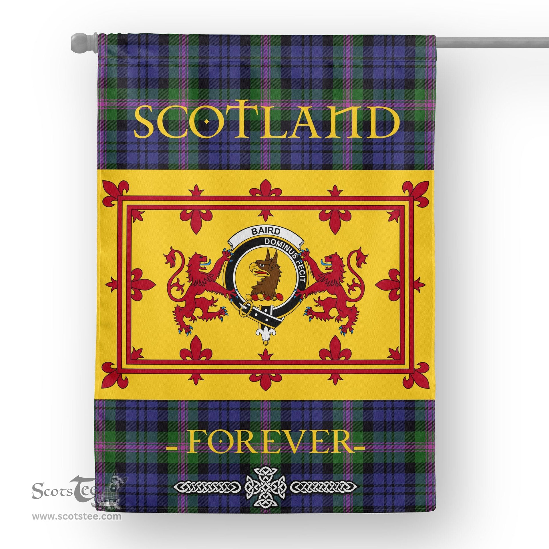Scotstee Tartan House Flag Baird Tartan Garden Flag - The Lion Rampant Scotland, Tartan Garden Flag, Tartan House Flag, Tartan Flag, Crest Garden Flag, Garden Flag, Ireland Garden Flag, Family Crest, Custom Flag, Custom Garden Flag, Ireland Custom Flag, Clan Tartan Flags