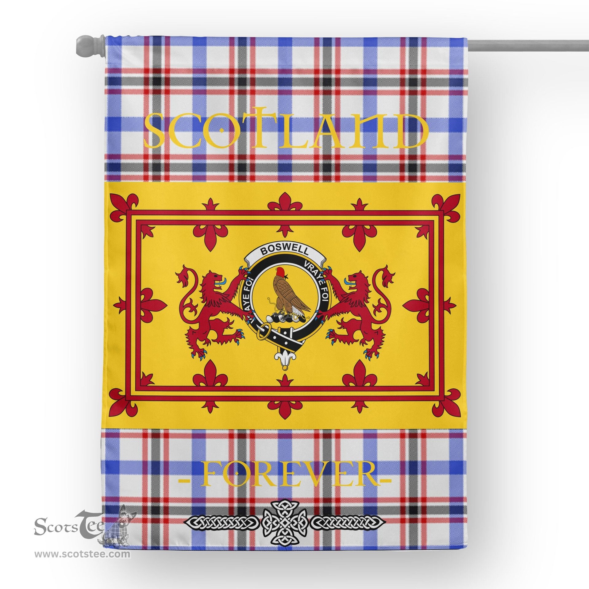 Scotstee Tartan House Flag Boswell Tartan Garden Flag - The Lion Rampant Scotland, Tartan Garden Flag, Tartan House Flag, Tartan Flag, Crest Garden Flag, Garden Flag, Ireland Garden Flag, Family Crest, Custom Flag, Custom Garden Flag, Ireland Custom Flag, Clan Tartan Flags