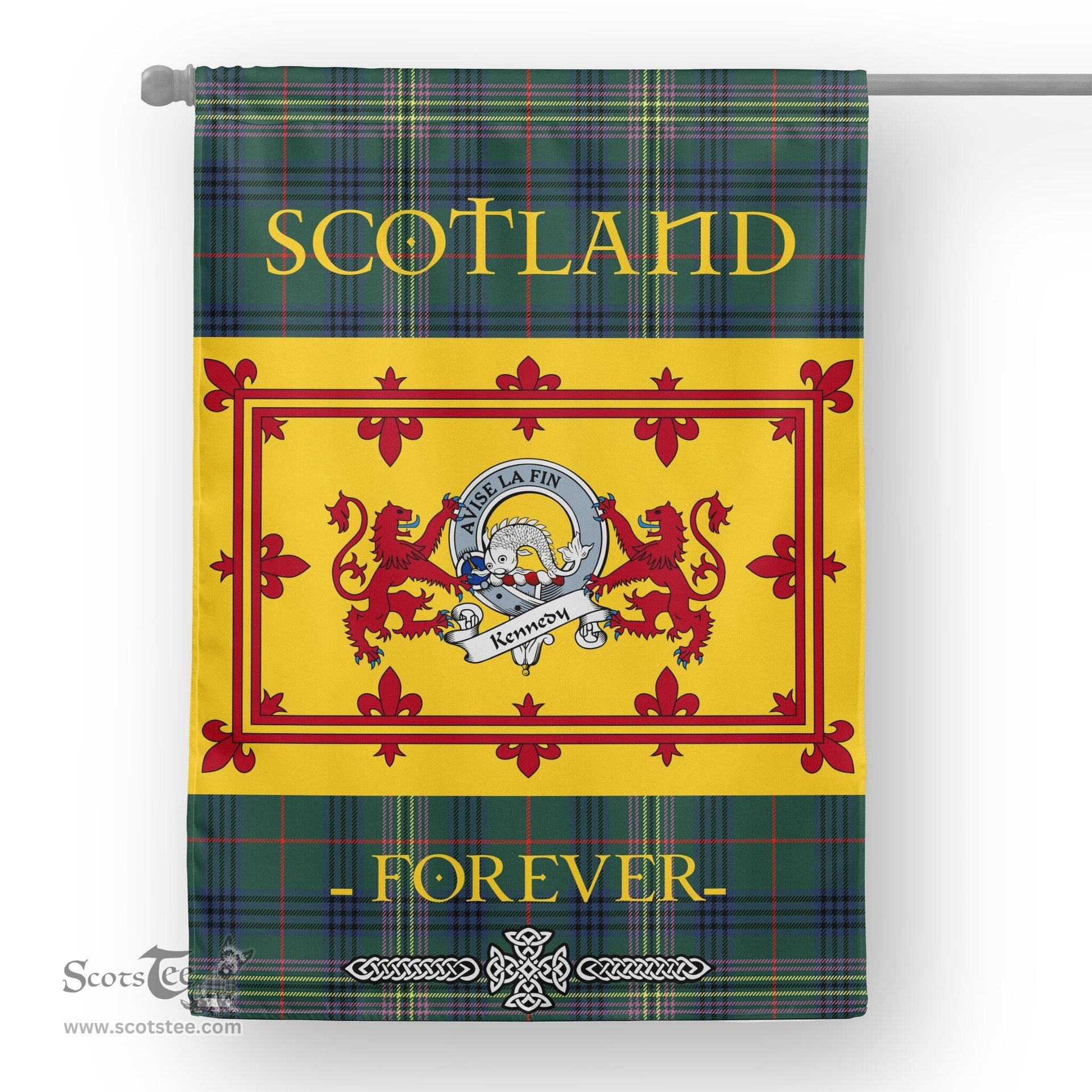 Scotstee Tartan House Flag Kennedy Clan Badge Tartan Garden Flag - The Lion Rampant Scotland, Tartan Garden Flag, Tartan House Flag, Tartan Flag, Crest Garden Flag, Garden Flag, Ireland Garden Flag, Family Crest, Custom Flag, Custom Garden Flag, Ireland Custom Flag, Clan Tartan Flags