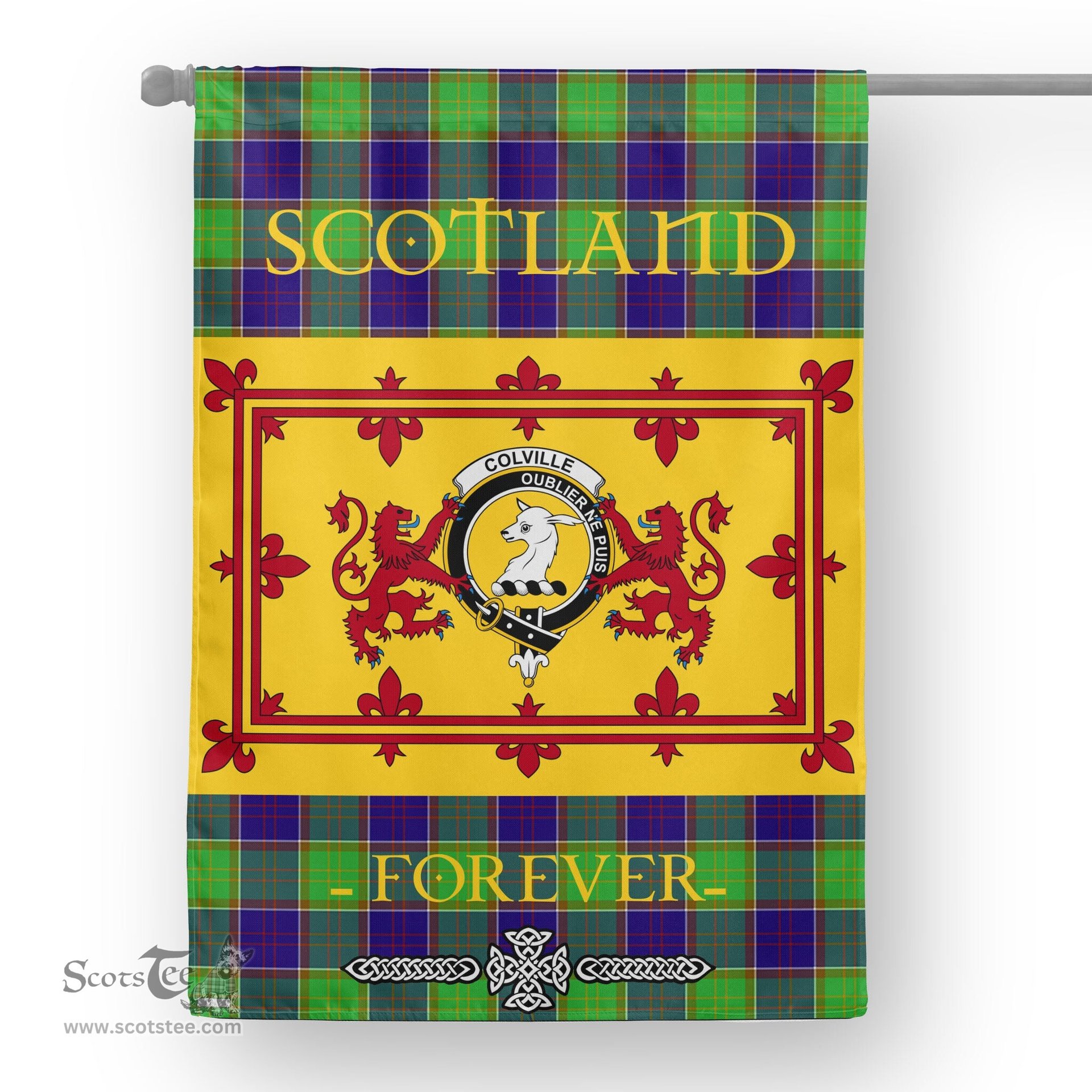 Scotstee Tartan House Flag Colville Tartan Garden Flag - The Lion Rampant Scotland, Tartan Garden Flag, Tartan House Flag, Tartan Flag, Crest Garden Flag, Garden Flag, Ireland Garden Flag, Family Crest, Custom Flag, Custom Garden Flag, Ireland Custom Flag, Clan Tartan Flags