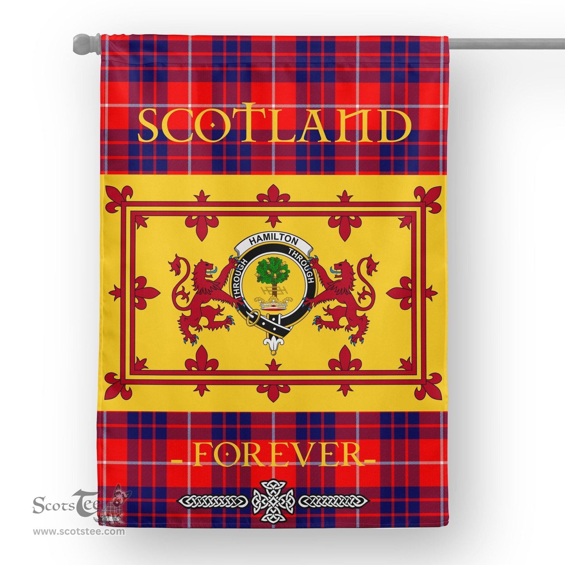 Scotstee Tartan House Flag Hamilton Tartan Garden Flag - The Lion Rampant Scotland, Tartan Garden Flag, Tartan House Flag, Tartan Flag, Crest Garden Flag, Garden Flag, Ireland Garden Flag, Family Crest, Custom Flag, Custom Garden Flag, Ireland Custom Flag, Clan Tartan Flags