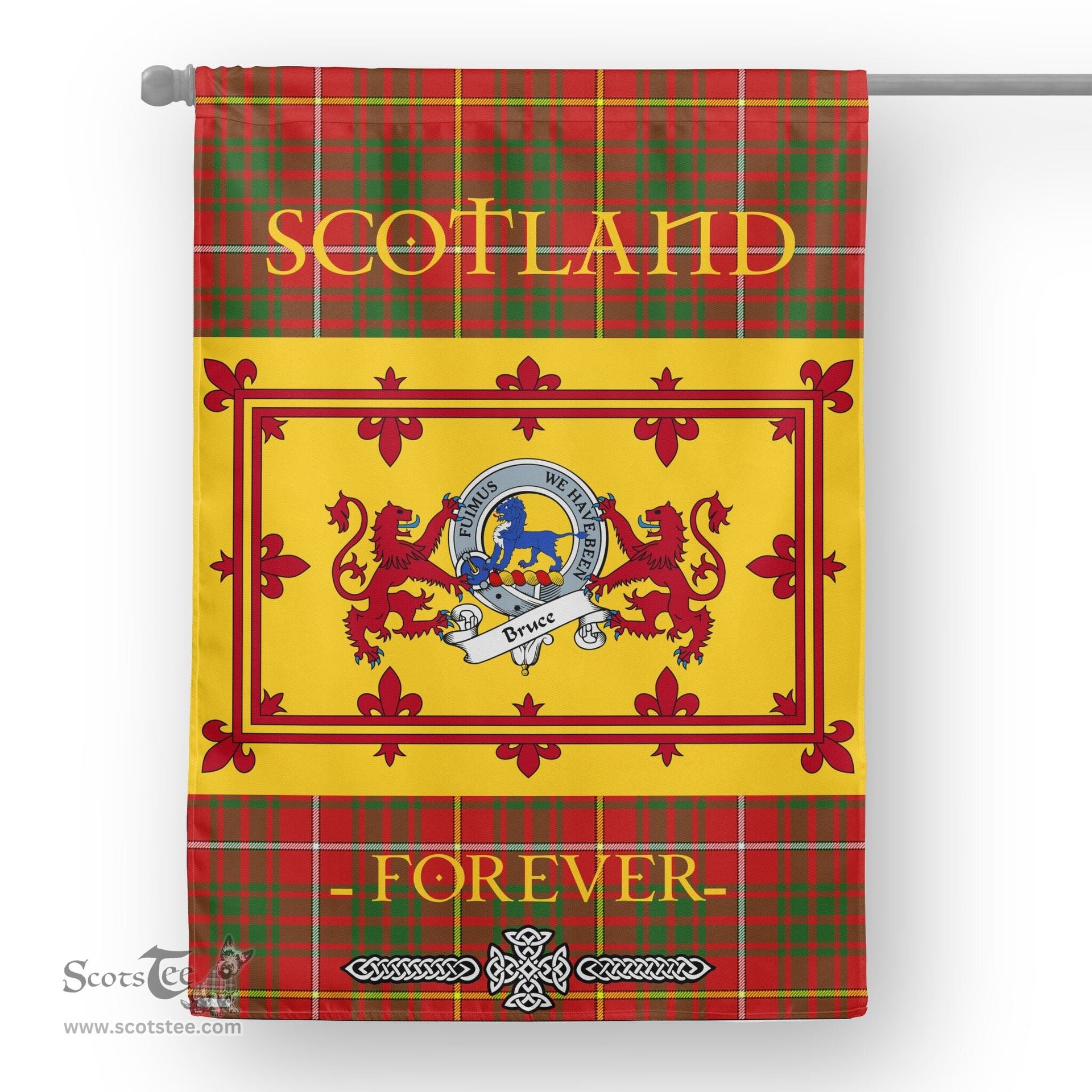 Scotstee Tartan House Flag Bruce Clan Badge Tartan Garden Flag - The Lion Rampant Scotland, Tartan Garden Flag, Tartan House Flag, Tartan Flag, Crest Garden Flag, Garden Flag, Ireland Garden Flag, Family Crest, Custom Flag, Custom Garden Flag, Ireland Custom Flag, Clan Tartan Flags