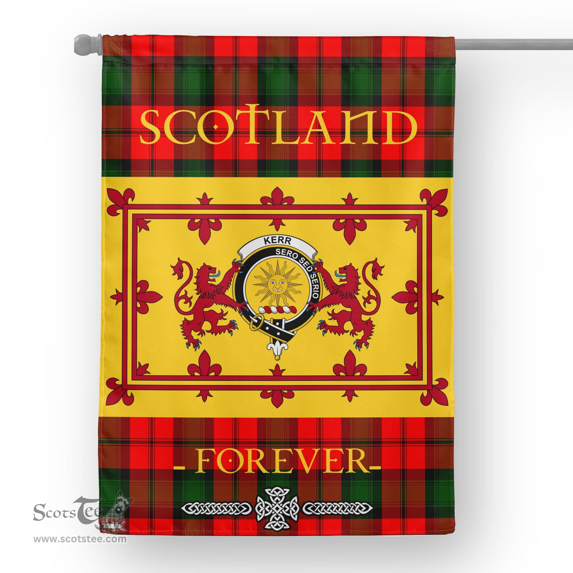 Scotstee Tartan House Flag Kerr Tartan Garden Flag - The Lion Rampant Scotland, Tartan Garden Flag, Tartan House Flag, Tartan Flag, Crest Garden Flag, Garden Flag, Ireland Garden Flag, Family Crest, Custom Flag, Custom Garden Flag, Ireland Custom Flag, Clan Tartan Flags