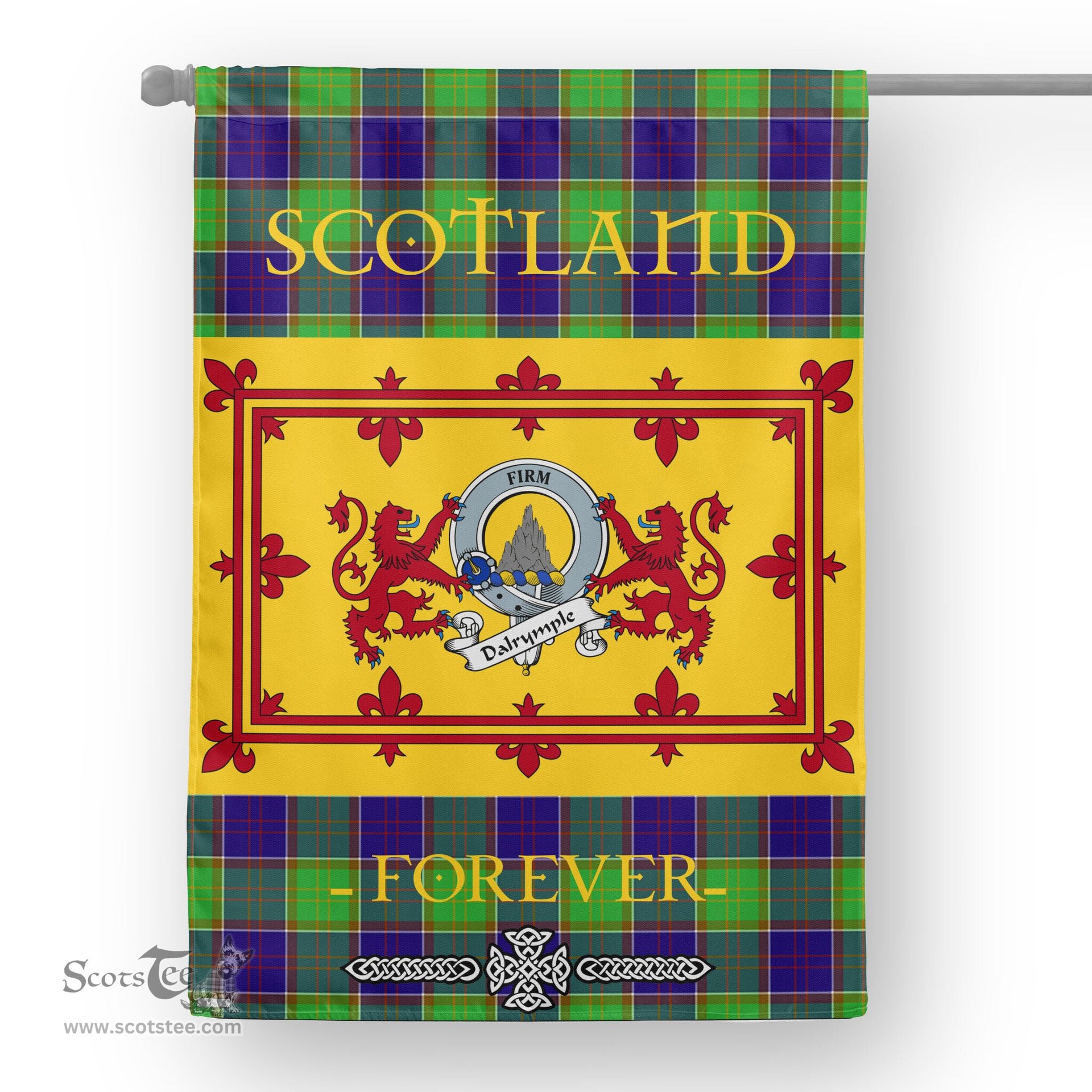 Scotstee Tartan House Flag Dalrymple Clan Badge Tartan Garden Flag - The Lion Rampant Scotland, Tartan Garden Flag, Tartan House Flag, Tartan Flag, Crest Garden Flag, Garden Flag, Ireland Garden Flag, Family Crest, Custom Flag, Custom Garden Flag, Ireland Custom Flag, Clan Tartan Flags