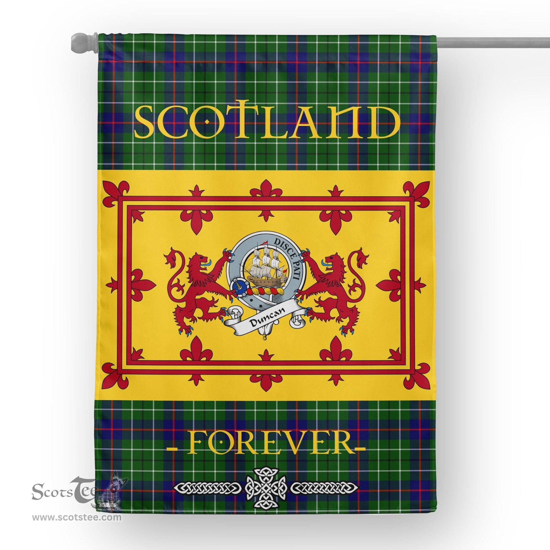 Scotstee Tartan House Flag Duncan Clan Badge Tartan Garden Flag - The Lion Rampant Scotland, Tartan Garden Flag, Tartan House Flag, Tartan Flag, Crest Garden Flag, Garden Flag, Ireland Garden Flag, Family Crest, Custom Flag, Custom Garden Flag, Ireland Custom Flag, Clan Tartan Flags